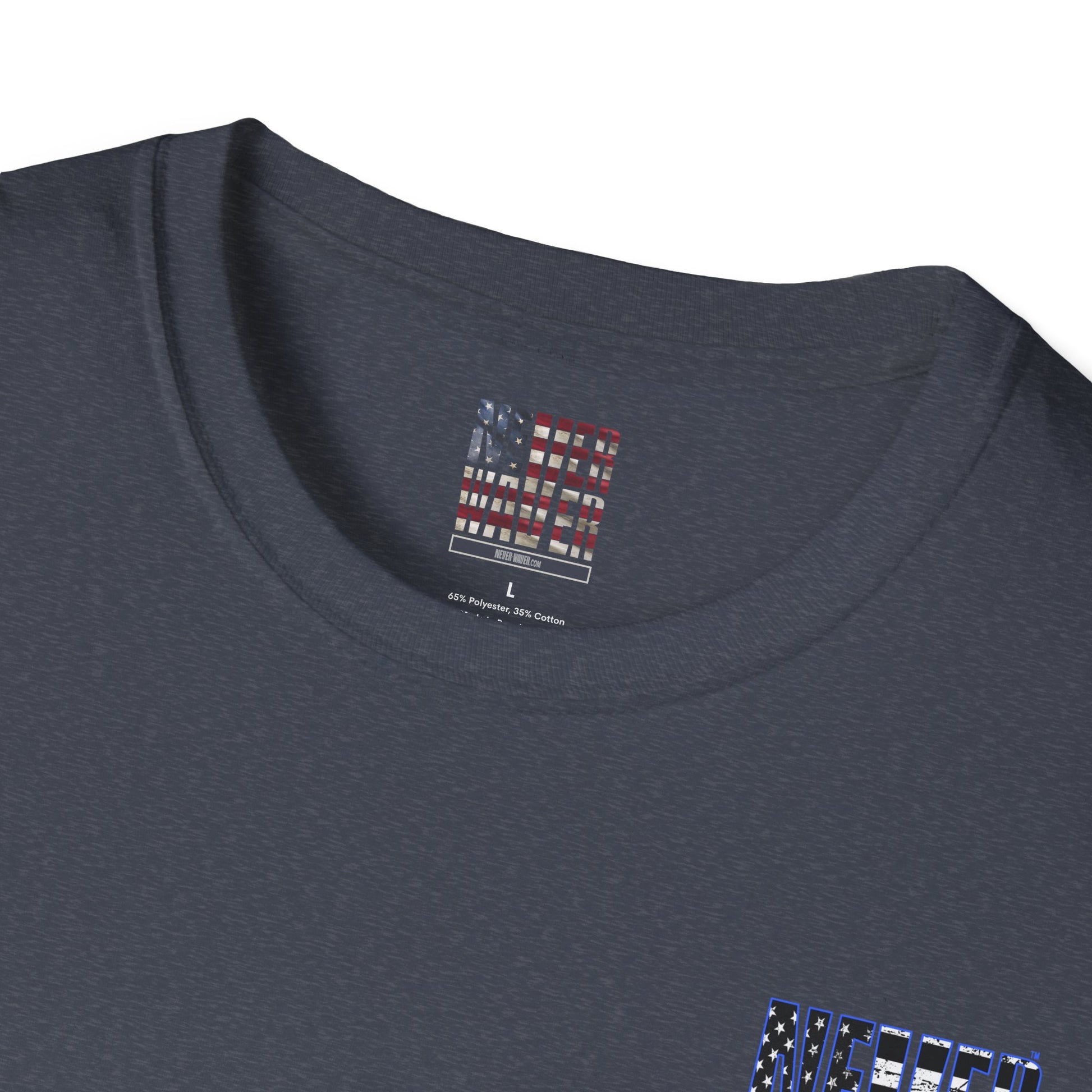 Never Waver Back The Blue  Unisex Softstyle T-Shirt - Never Waver