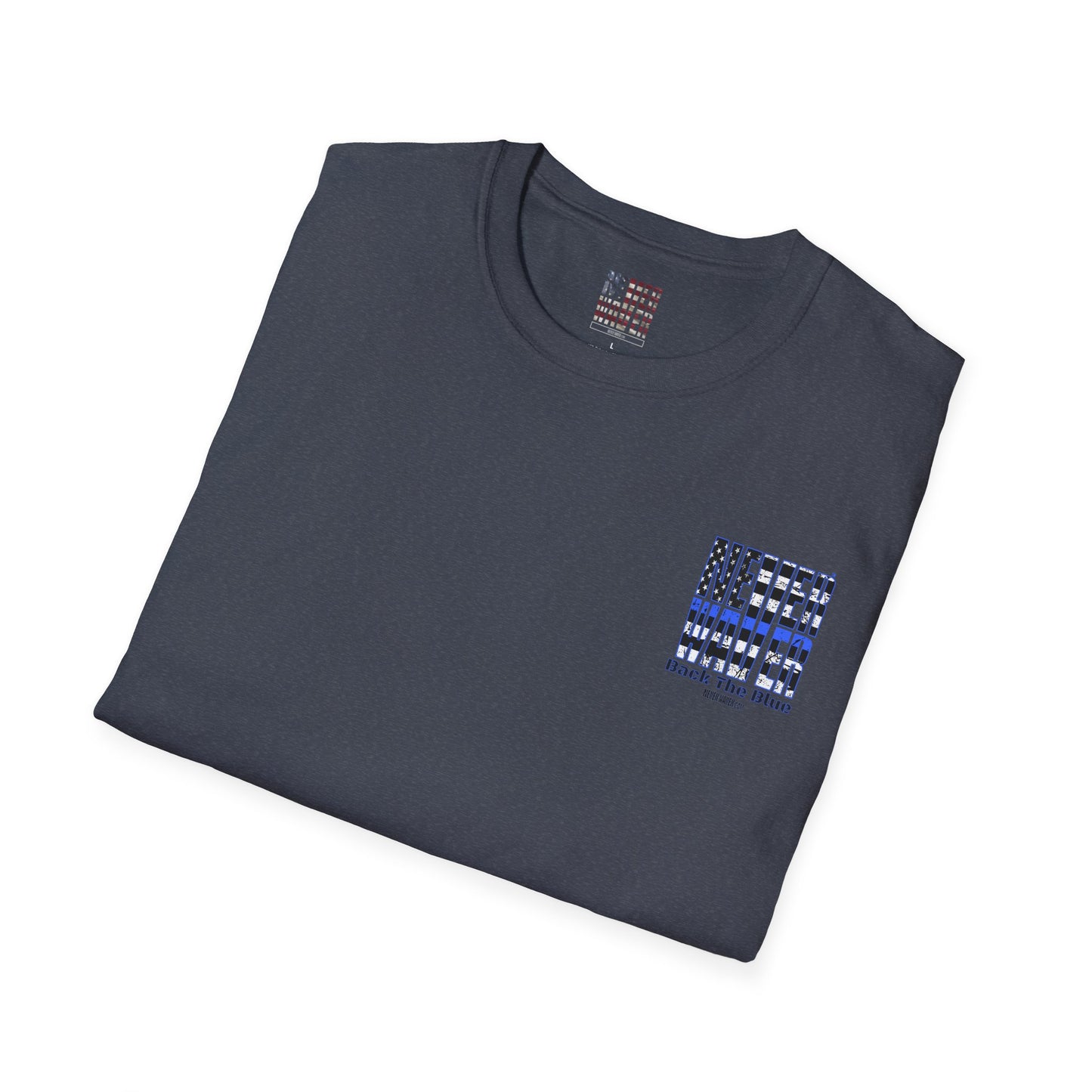 Never Waver Back The Blue  Unisex Softstyle T-Shirt - Never Waver
