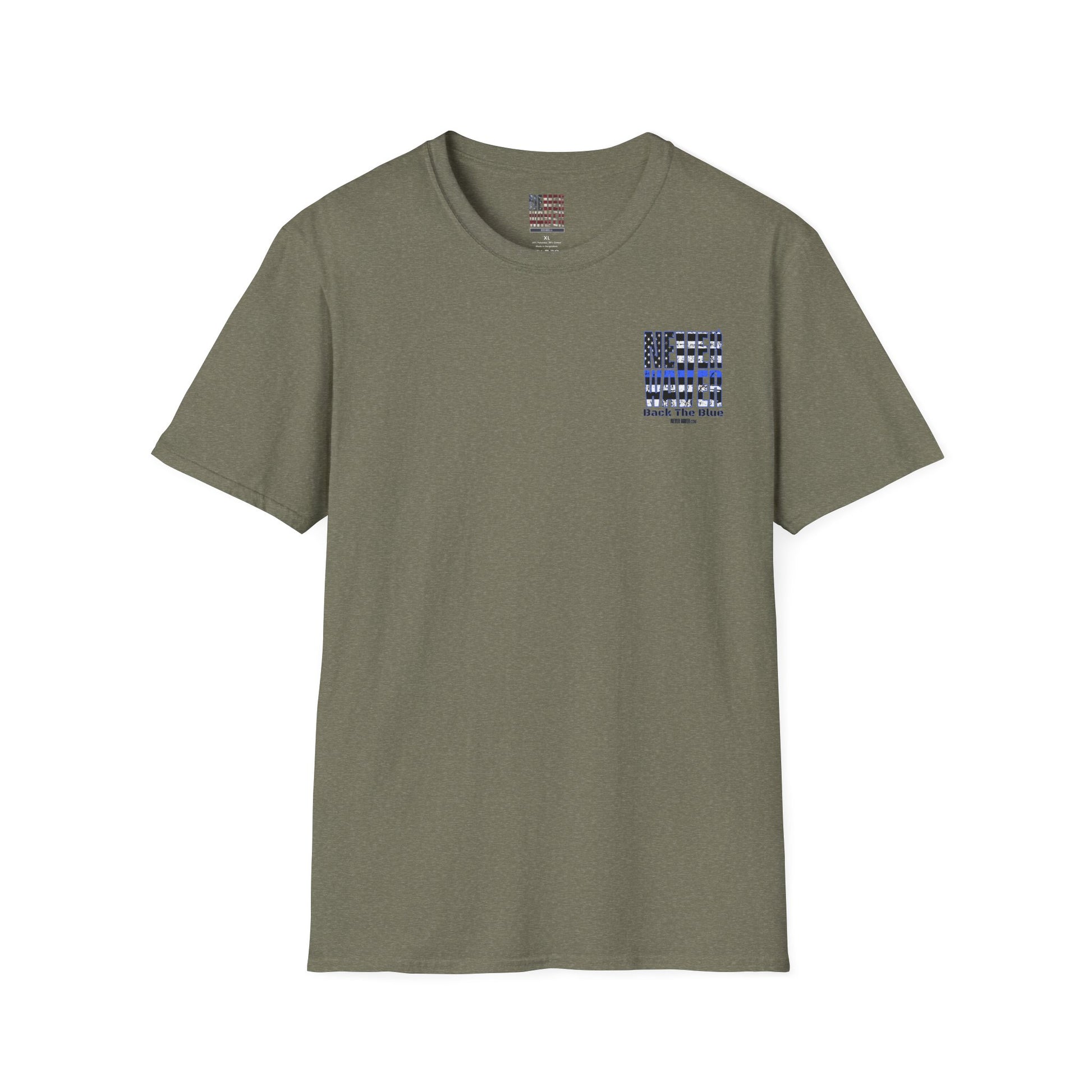Never Waver Back The Blue  Unisex Softstyle T-Shirt - Never Waver