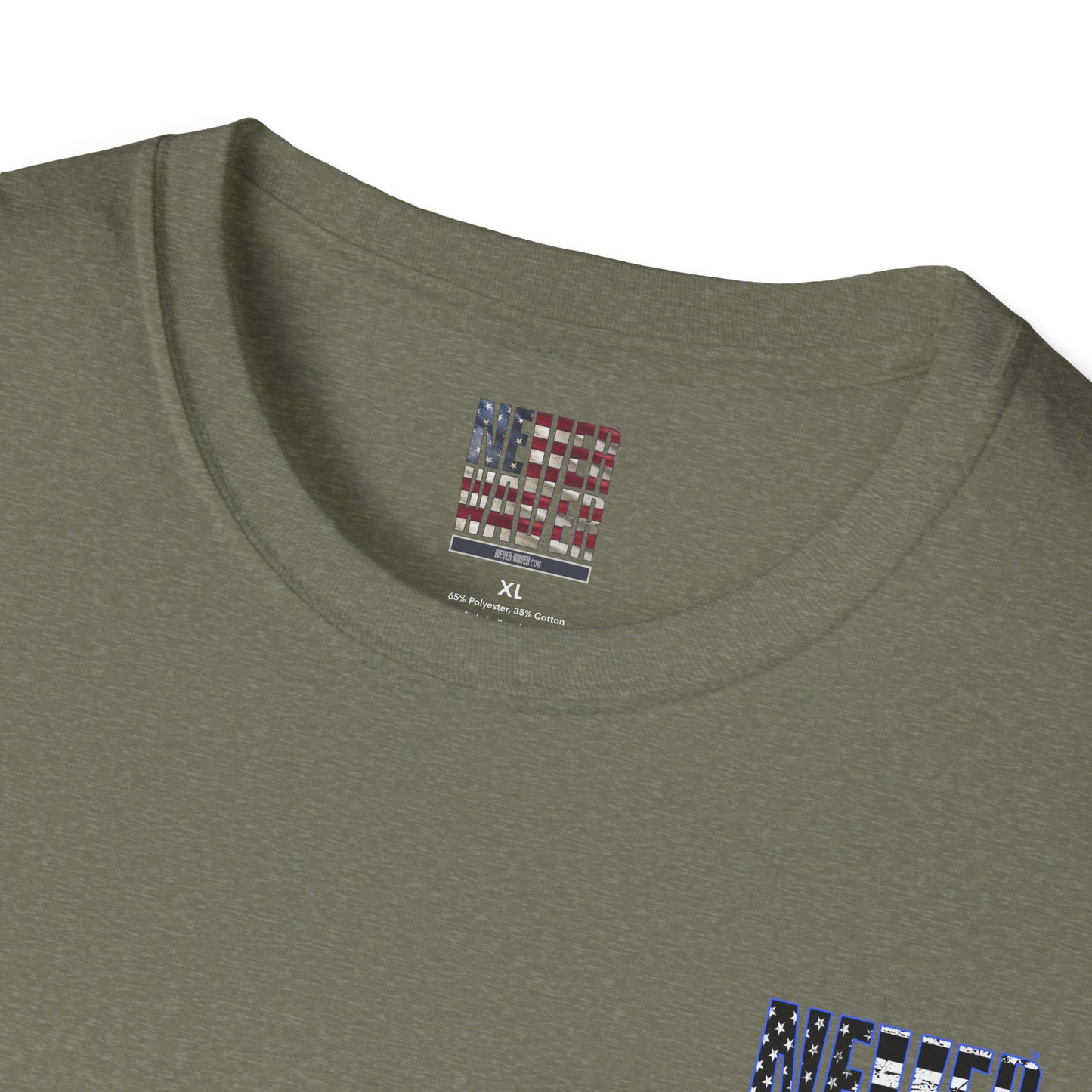 Never Waver Back The Blue  Unisex Softstyle T-Shirt - Never Waver