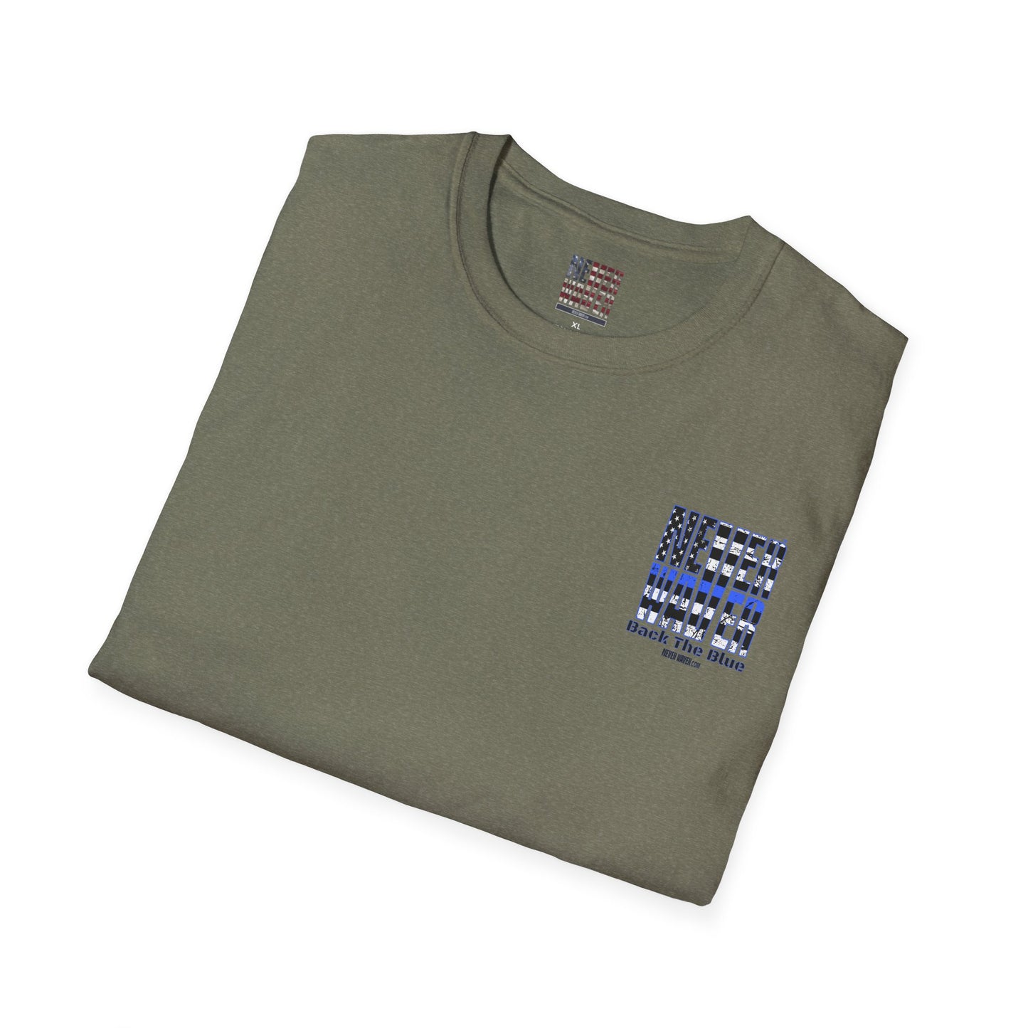 Never Waver Back The Blue  Unisex Softstyle T-Shirt - Never Waver