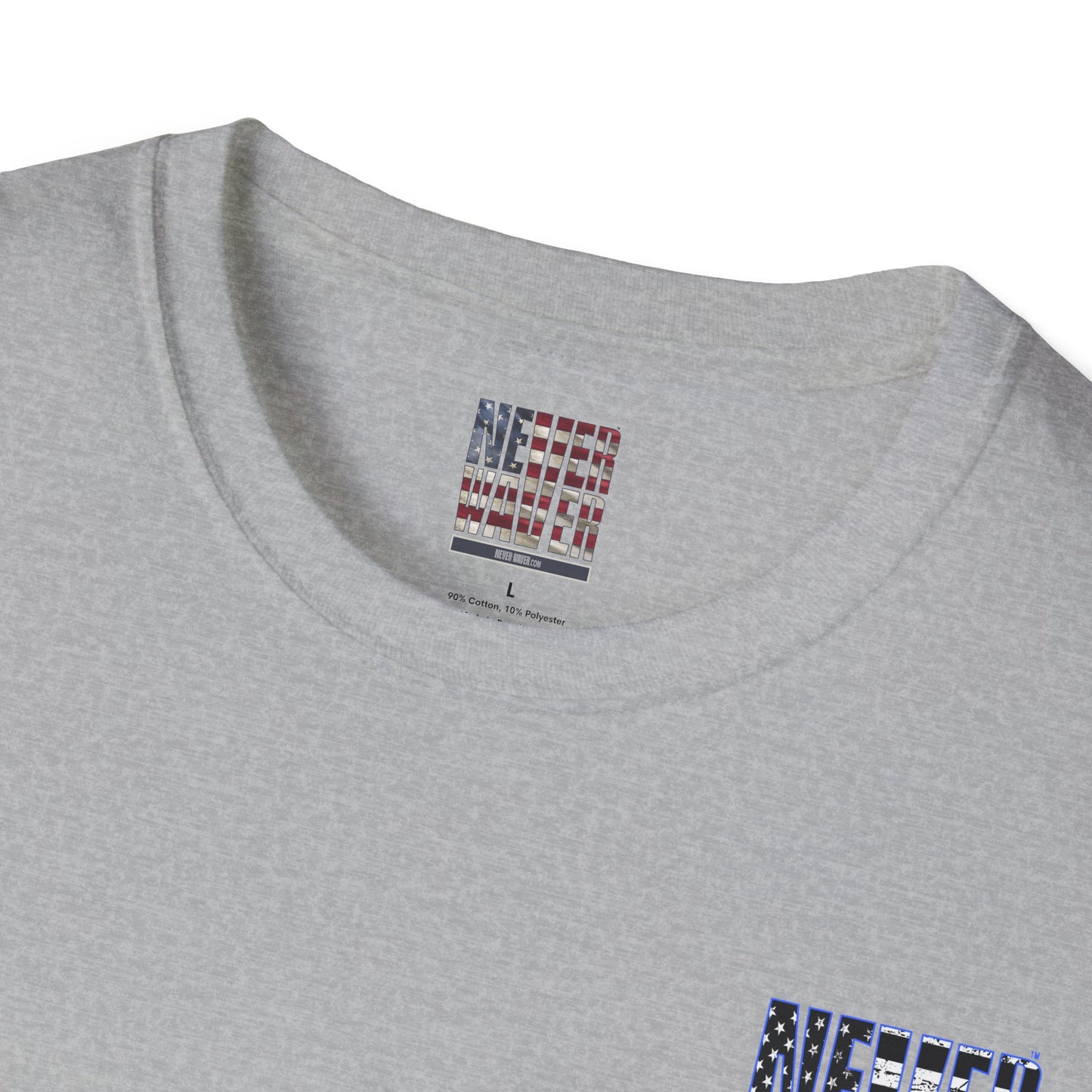 Never Waver Back The Blue  Unisex Softstyle T-Shirt - Never Waver