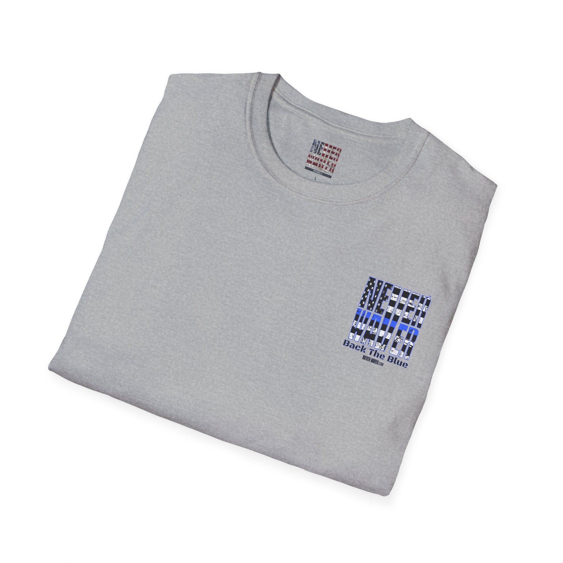 Never Waver Back The Blue  Unisex Softstyle T-Shirt - Never Waver