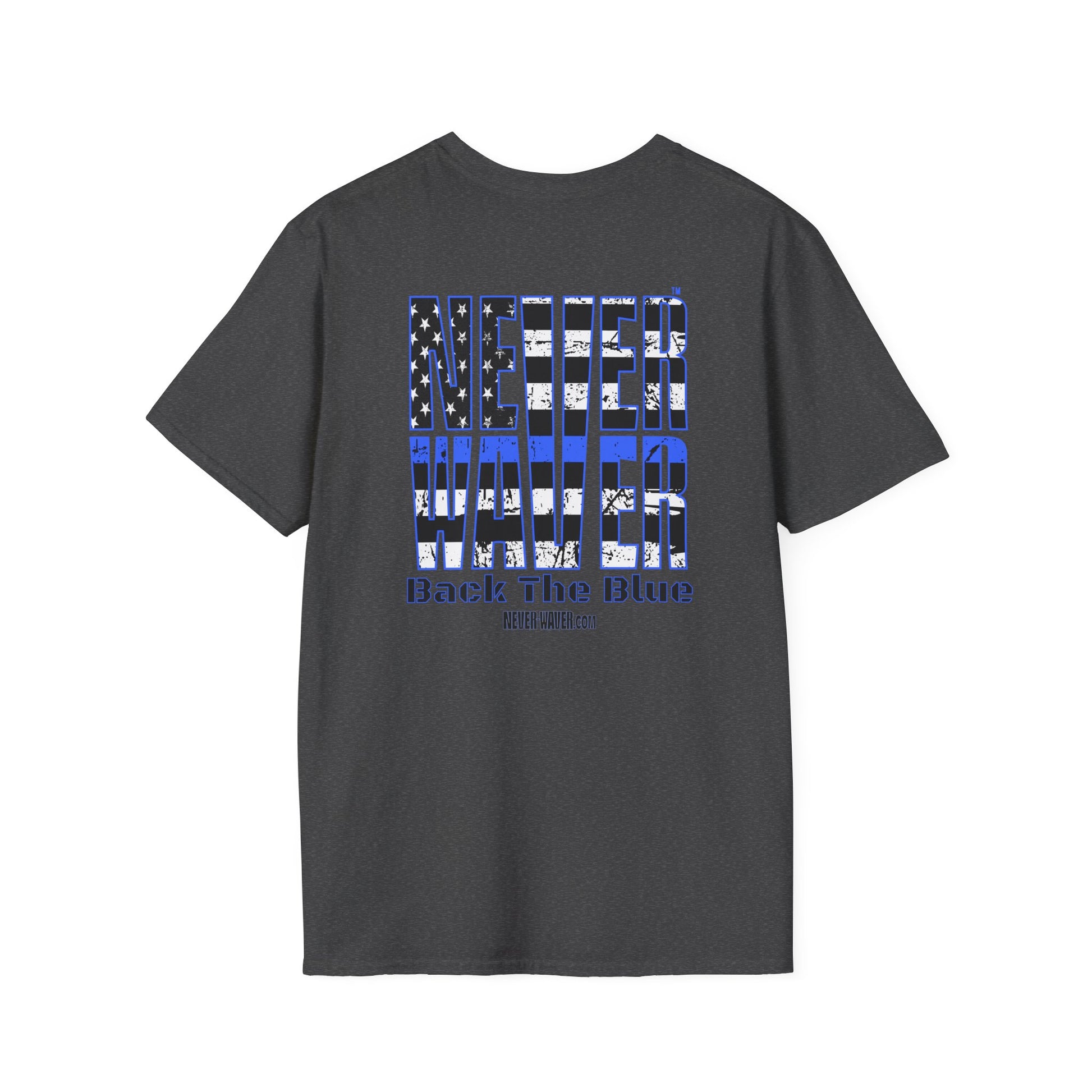 Never Waver Back The Blue  Unisex Softstyle T-Shirt - Never Waver