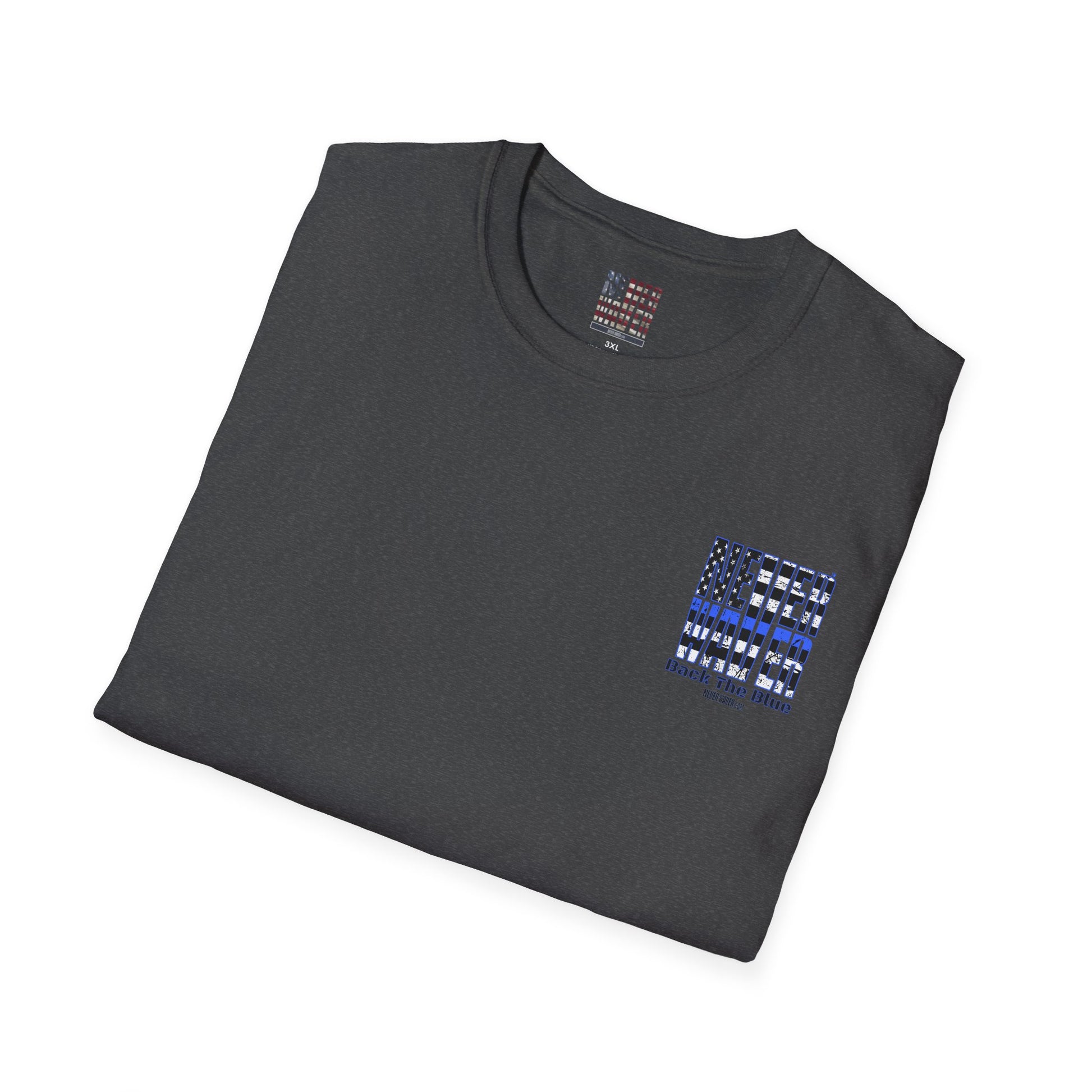 Never Waver Back The Blue  Unisex Softstyle T-Shirt - Never Waver