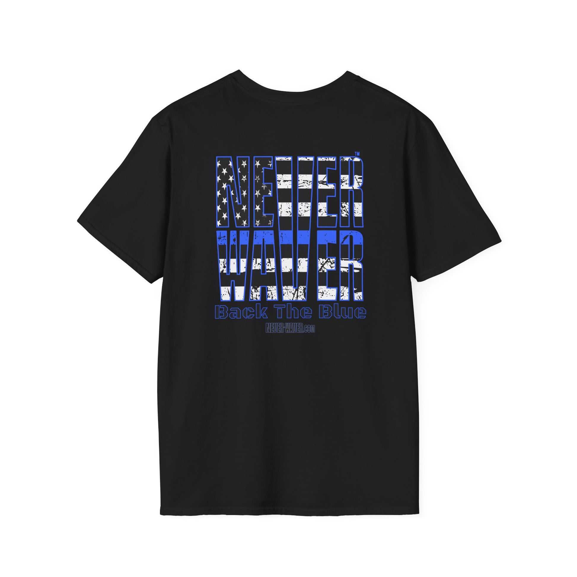 Never Waver Back The Blue  Unisex Softstyle T-Shirt - Never Waver