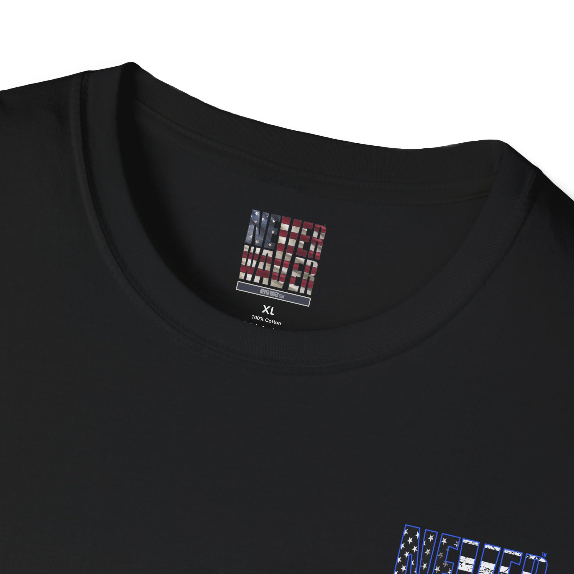 Never Waver Back The Blue  Unisex Softstyle T-Shirt - Never Waver