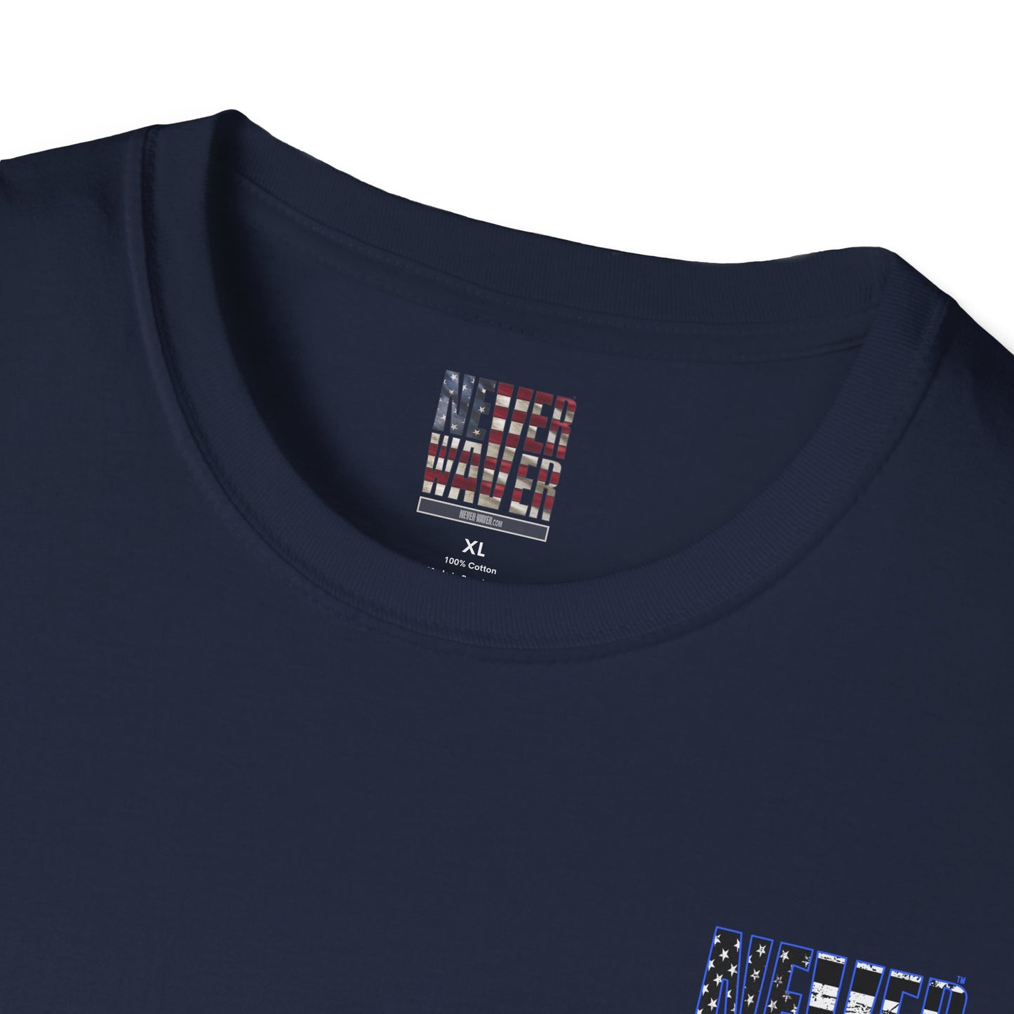 Never Waver Back The Blue  Unisex Softstyle T-Shirt - Never Waver