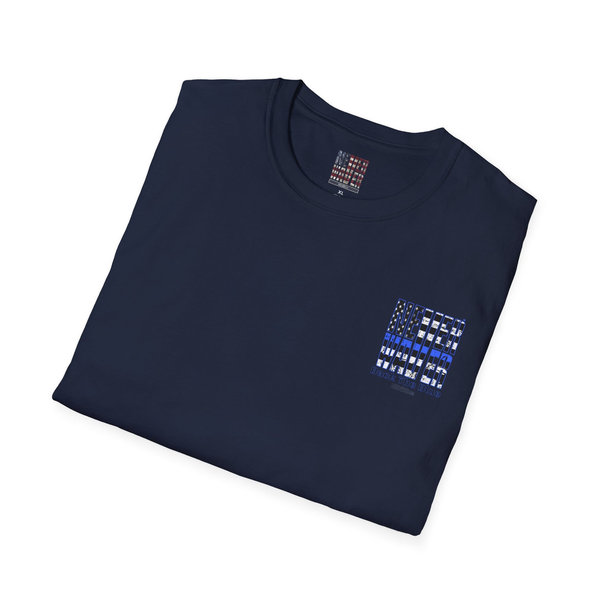 Never Waver Back The Blue  Unisex Softstyle T-Shirt - Never Waver