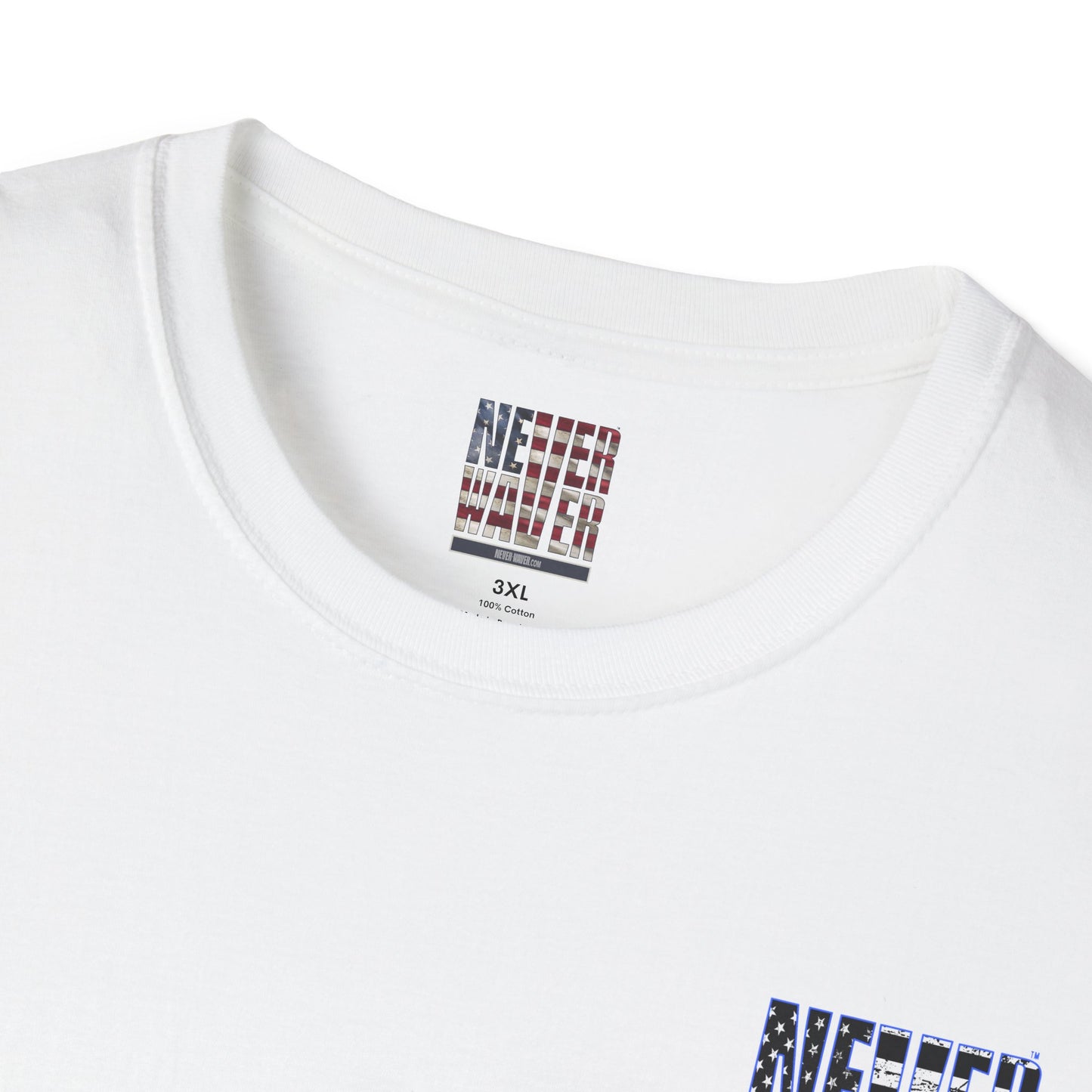 Never Waver Back The Blue  Unisex Softstyle T-Shirt - Never Waver