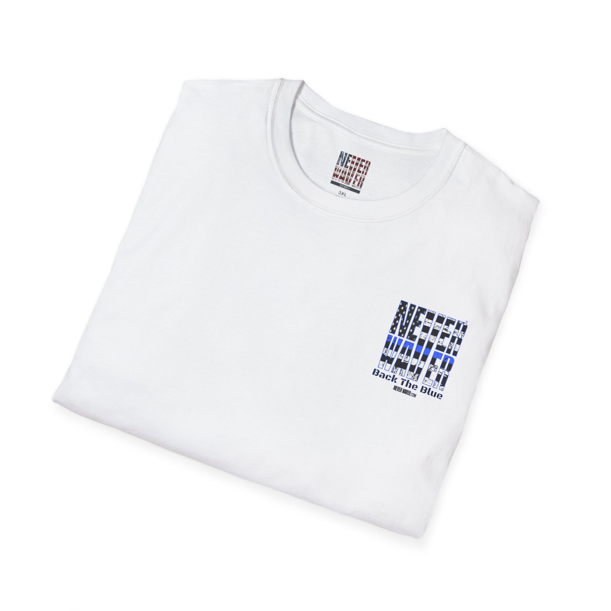 Never Waver Back The Blue  Unisex Softstyle T-Shirt - Never Waver