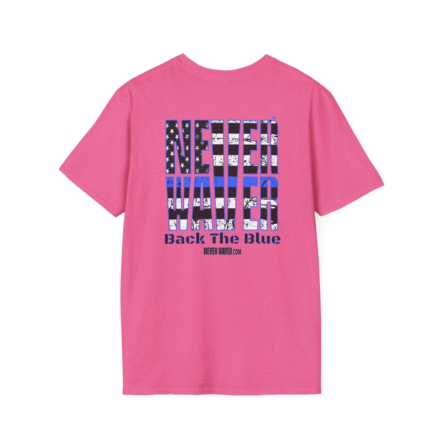 Never Waver Back The Blue  Unisex Softstyle T-Shirt - Never Waver