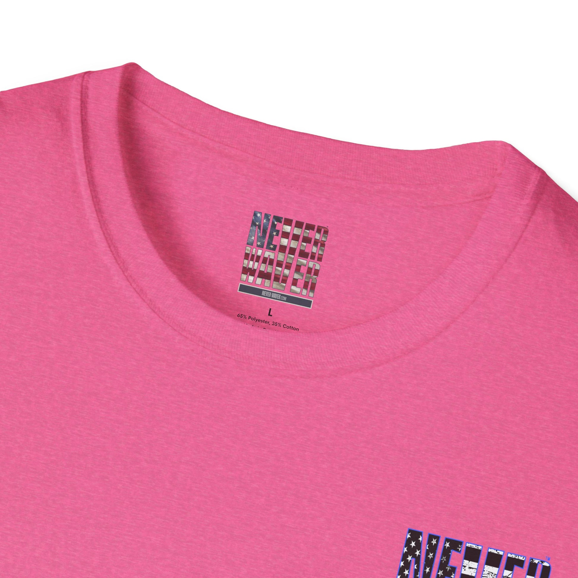 Never Waver Back The Blue  Unisex Softstyle T-Shirt - Never Waver