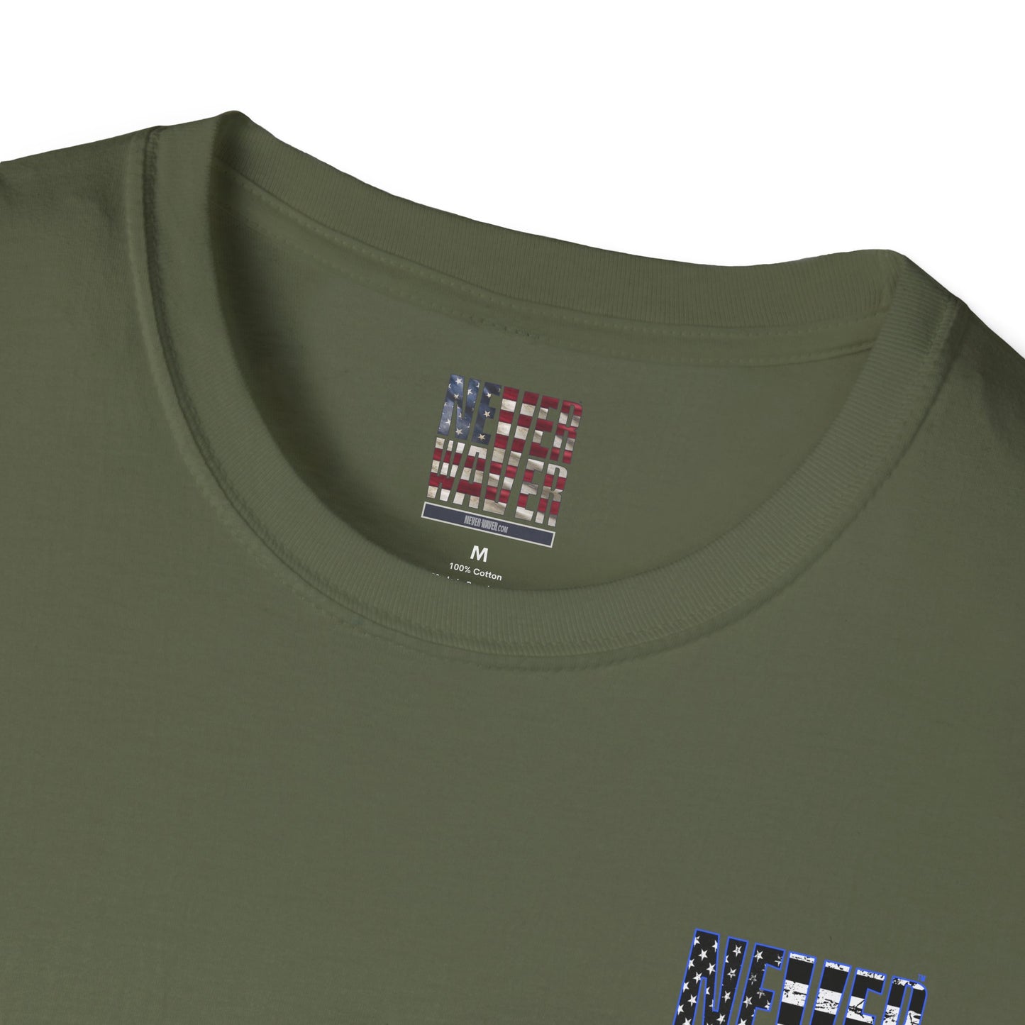 Never Waver Back The Blue  Unisex Softstyle T-Shirt - Never Waver