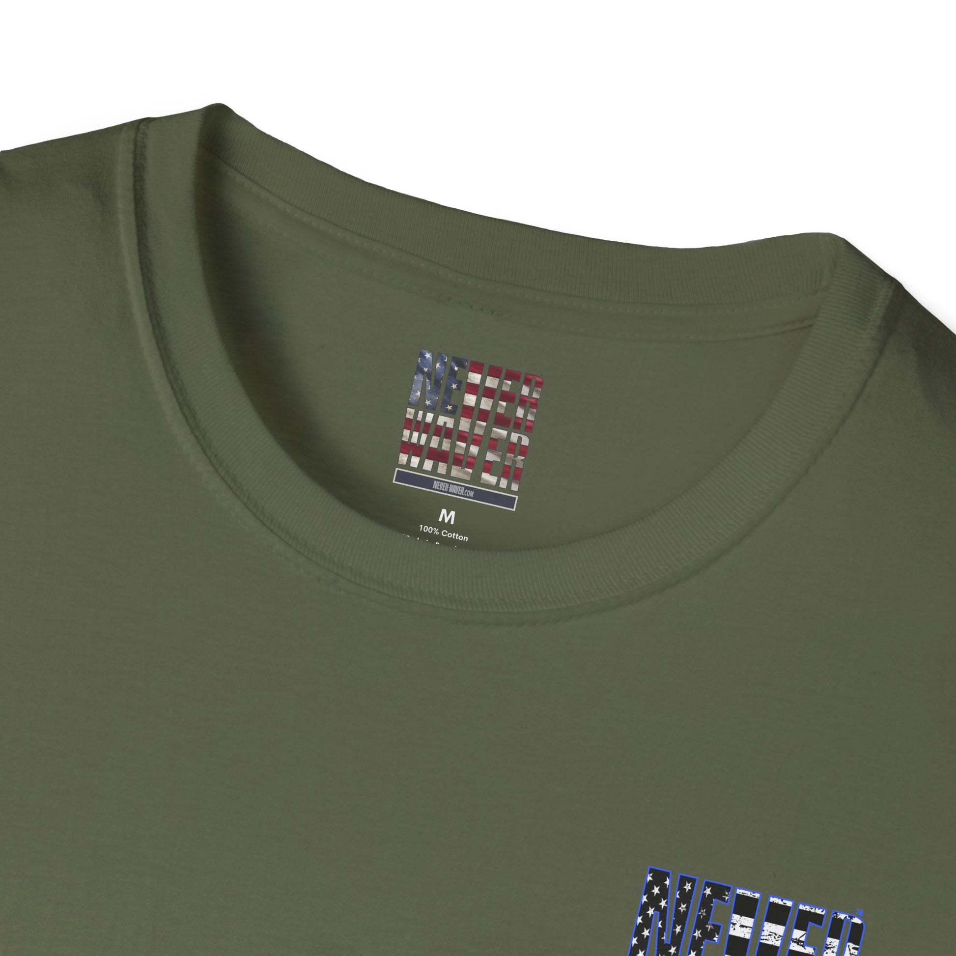 Never Waver Back The Blue  Unisex Softstyle T-Shirt - Never Waver