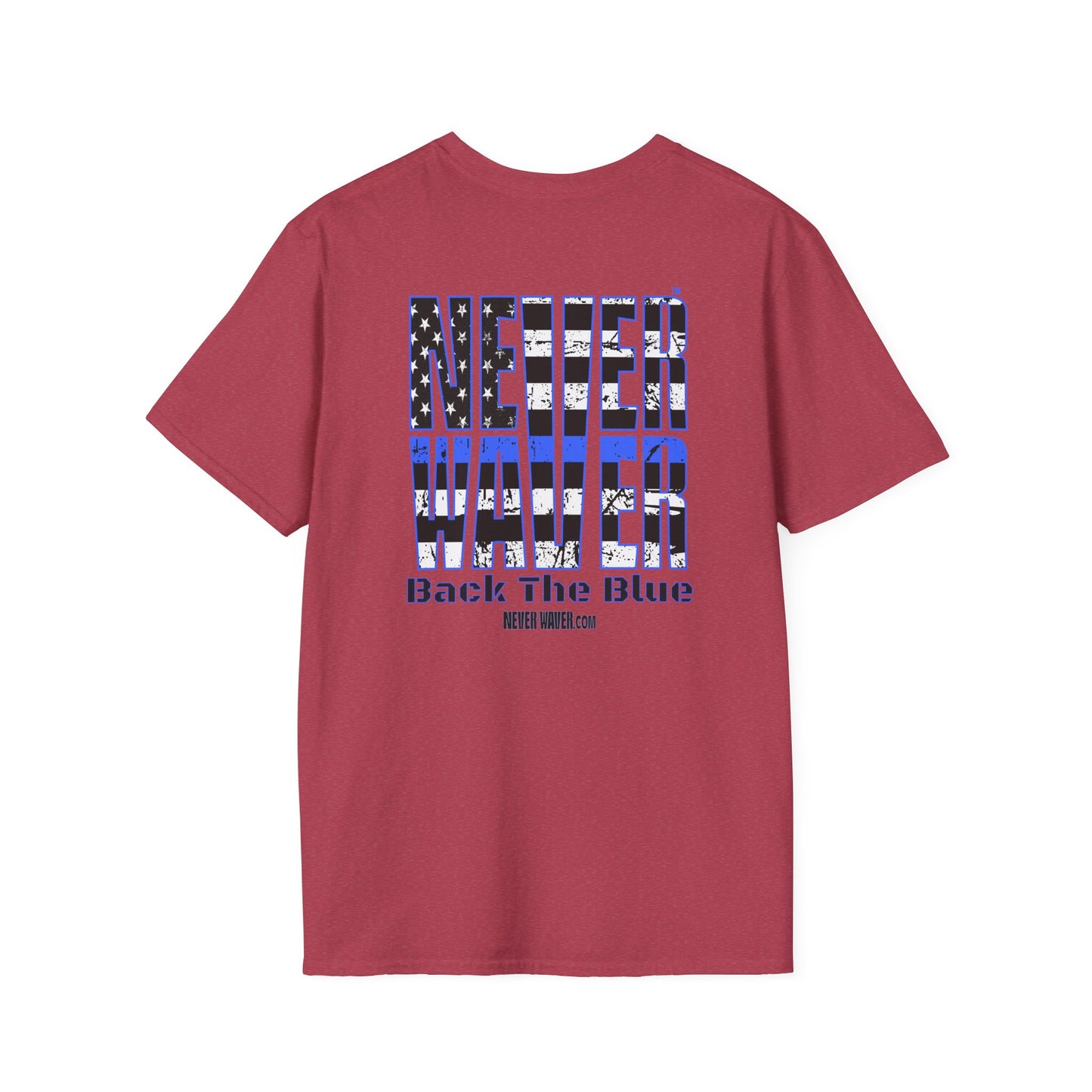 Never Waver Back The Blue  Unisex Softstyle T-Shirt - Never Waver