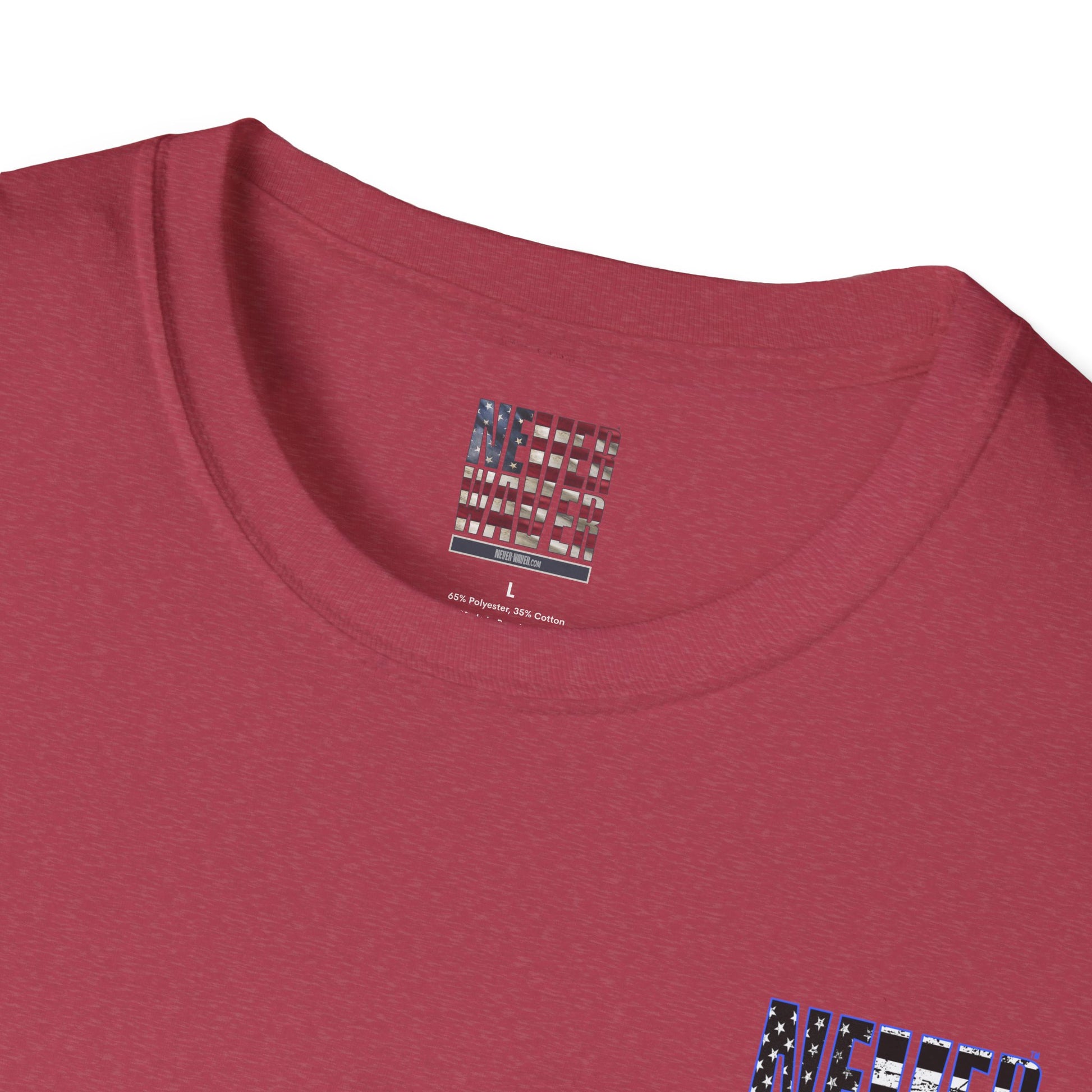 Never Waver Back The Blue  Unisex Softstyle T-Shirt - Never Waver
