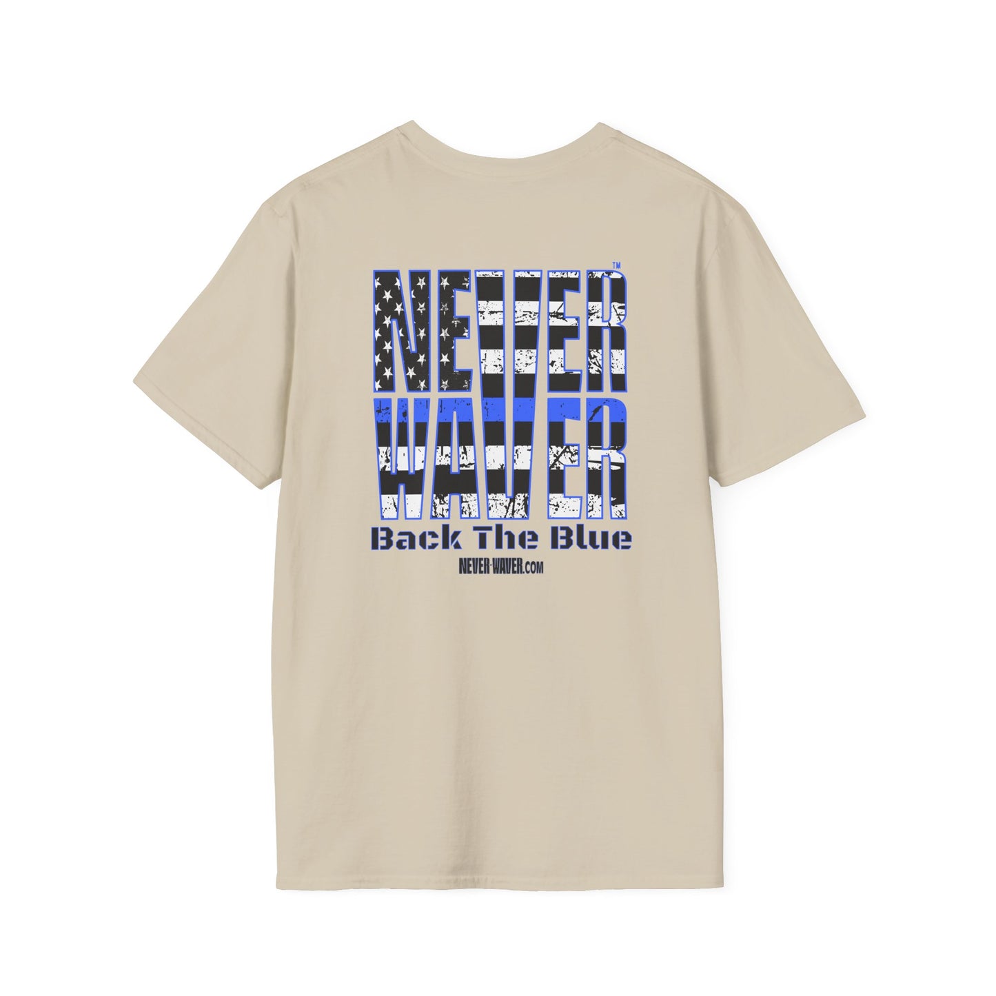Never Waver Back The Blue  Unisex Softstyle T-Shirt - Never Waver