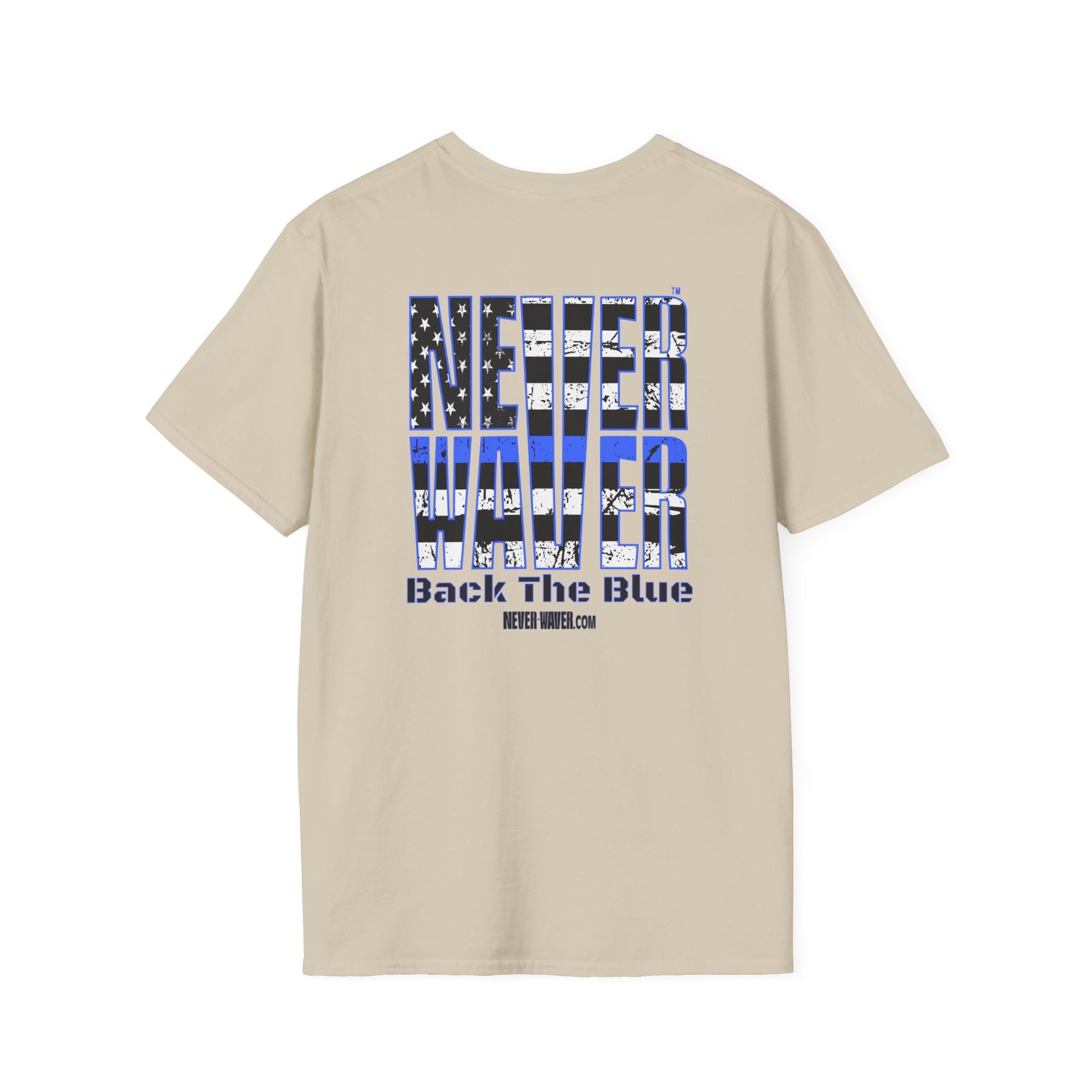 Never Waver Back The Blue  Unisex Softstyle T-Shirt - Never Waver