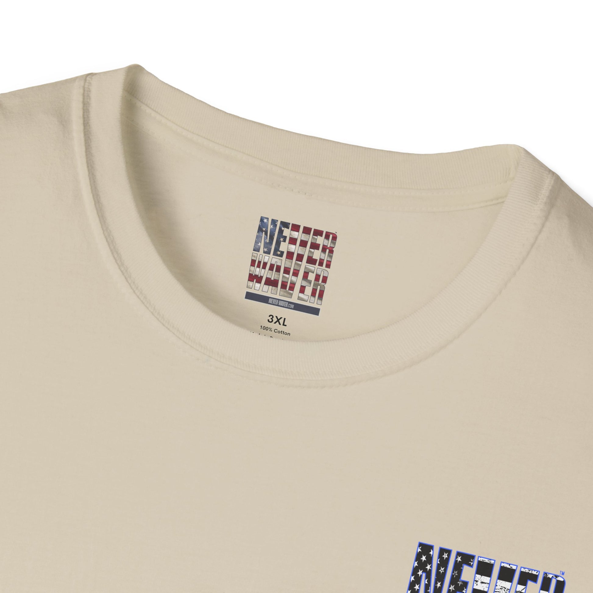 Never Waver Back The Blue  Unisex Softstyle T-Shirt - Never Waver