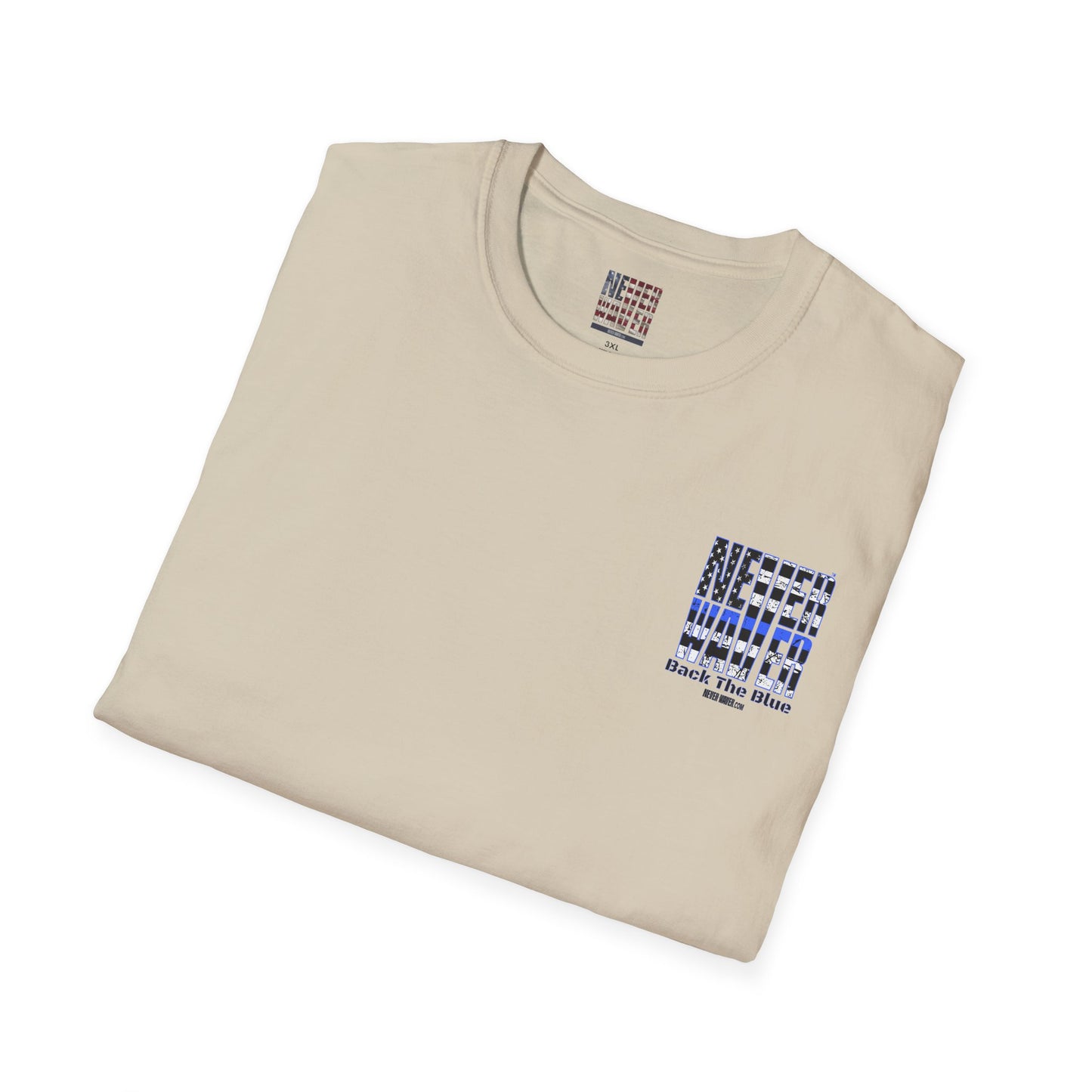 Never Waver Back The Blue  Unisex Softstyle T-Shirt - Never Waver