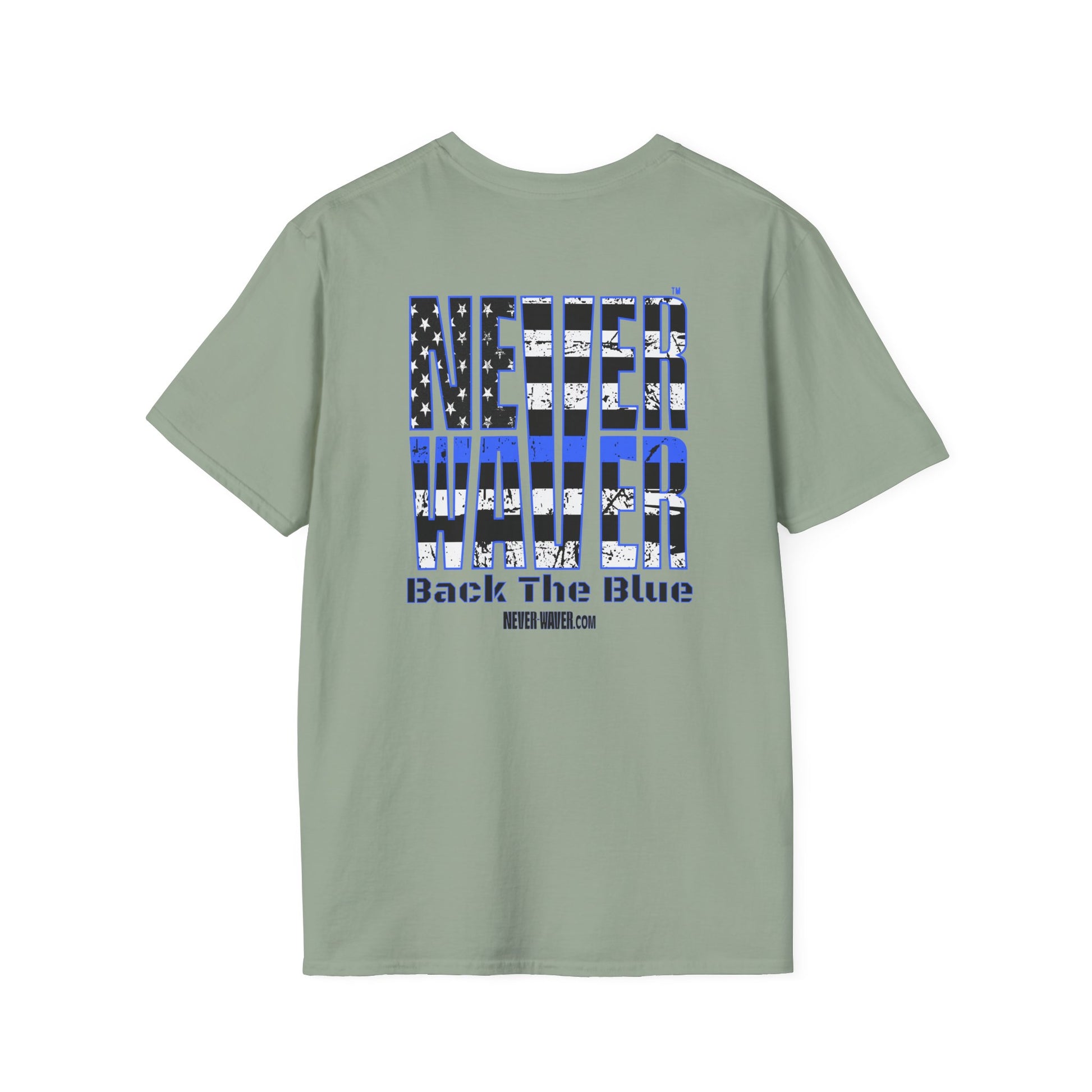 Never Waver Back The Blue  Unisex Softstyle T-Shirt - Never Waver