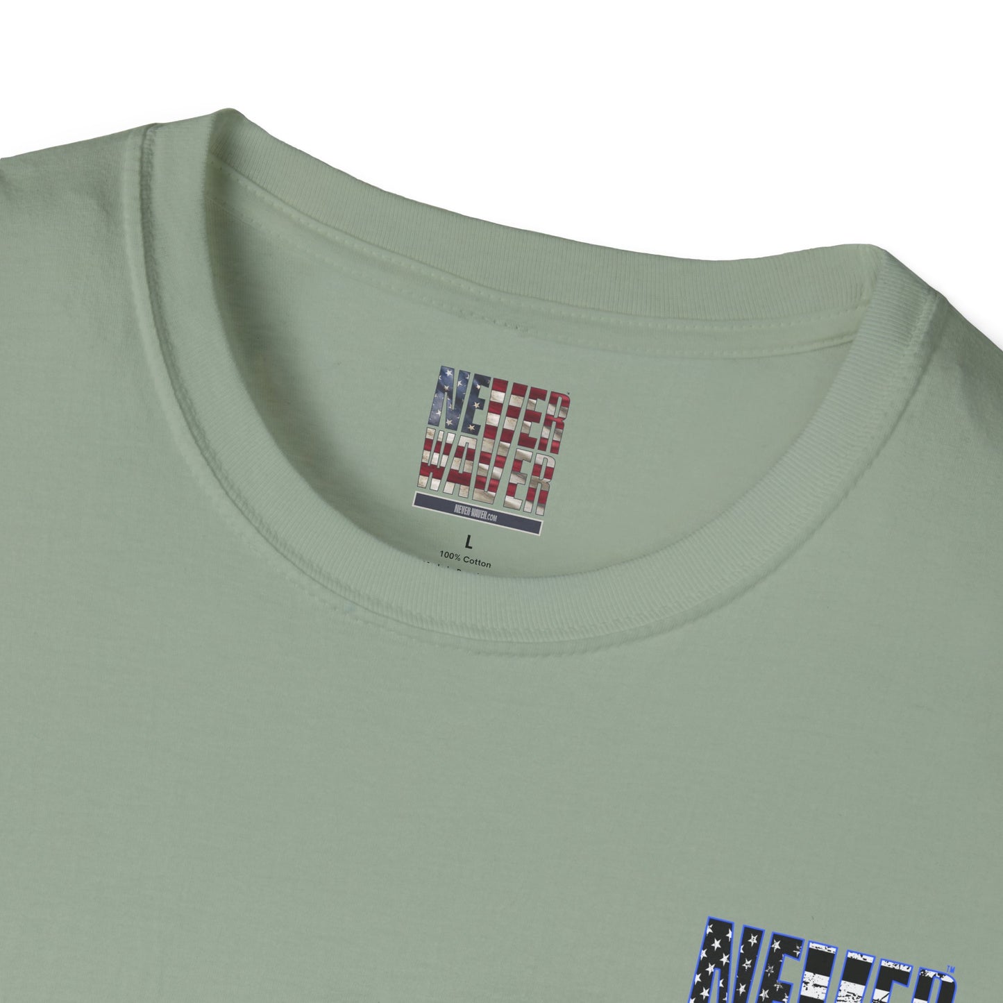 Never Waver Back The Blue  Unisex Softstyle T-Shirt - Never Waver