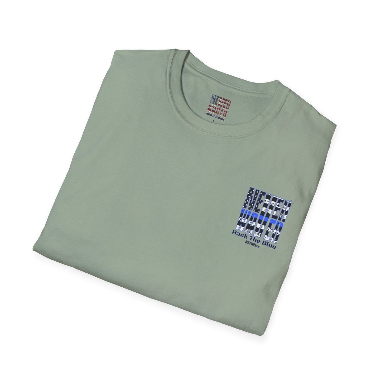 Never Waver Back The Blue  Unisex Softstyle T-Shirt - Never Waver