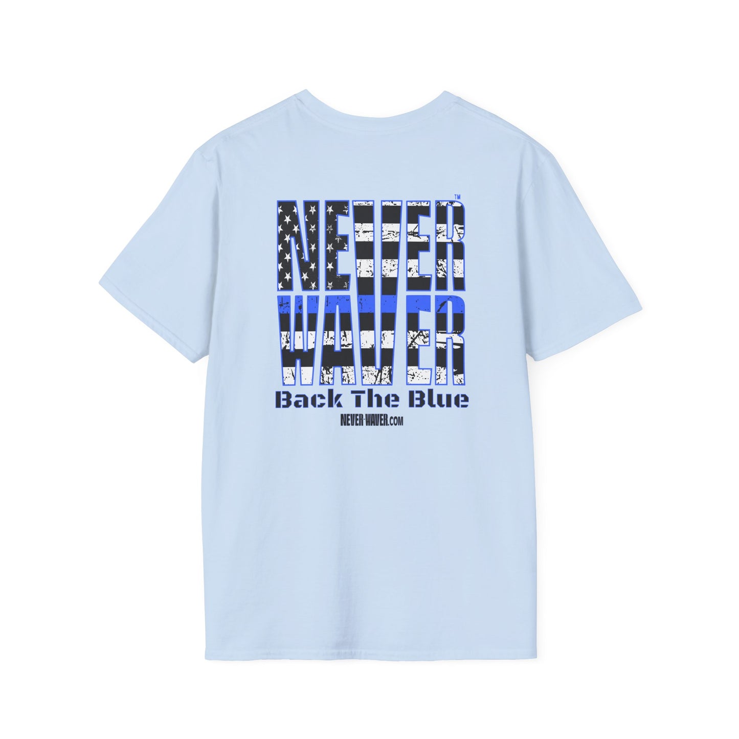 Never Waver Back The Blue  Unisex Softstyle T-Shirt - Never Waver