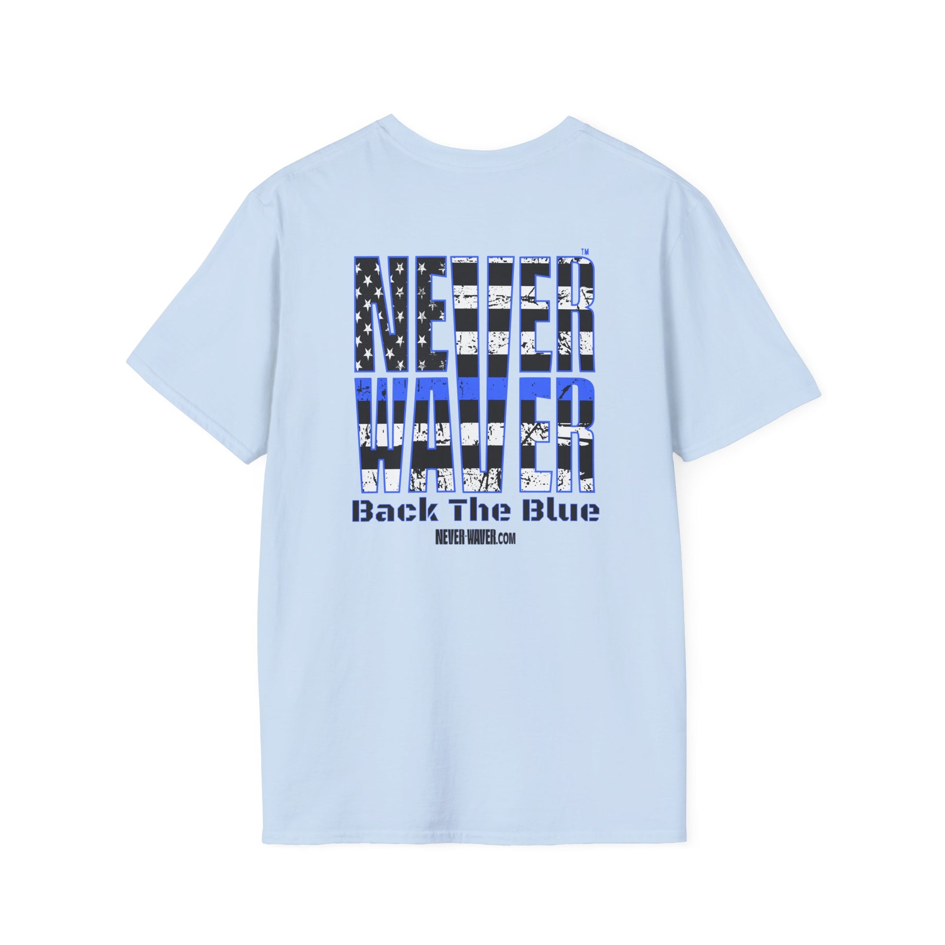 Never Waver Back The Blue  Unisex Softstyle T-Shirt - Never Waver