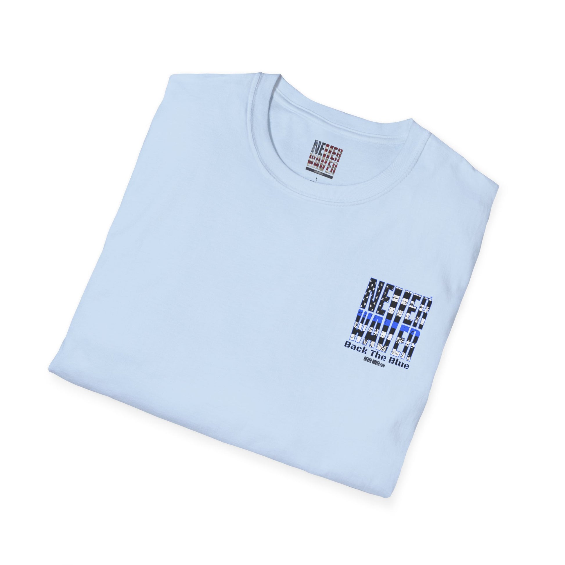 Never Waver Back The Blue  Unisex Softstyle T-Shirt - Never Waver