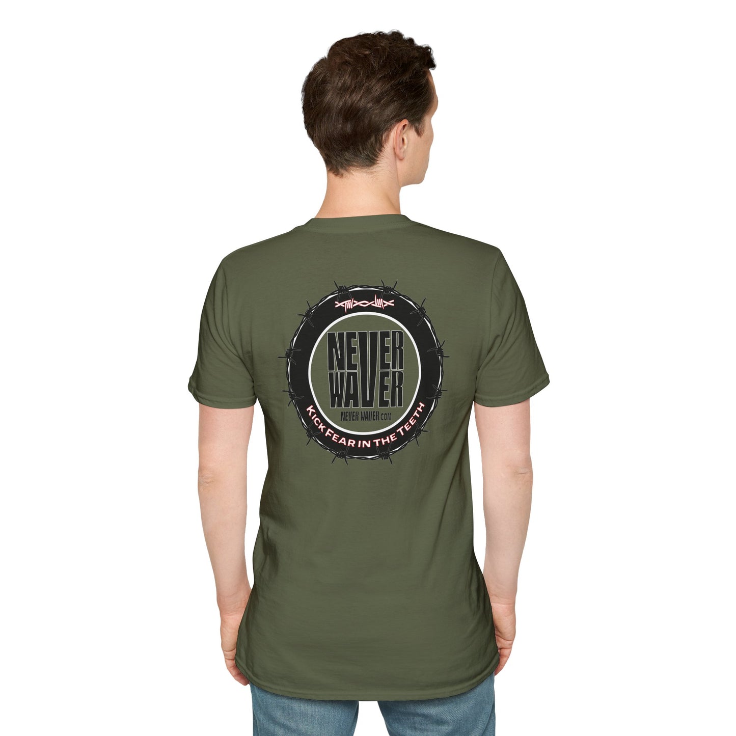 NEVER WAVER KICK FEAR IN THE TEETH Unisex Softstyle T-Shirt - Never Waver