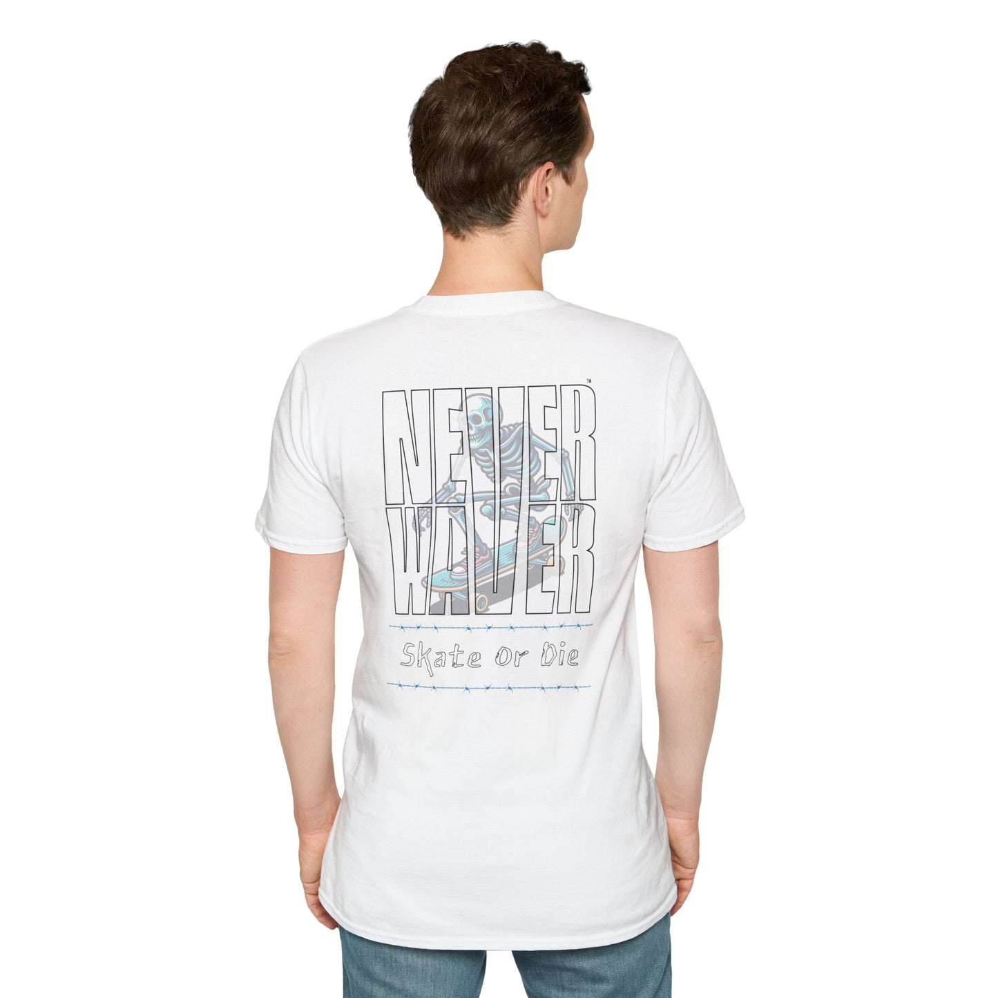 Never Waver Skate or Die Unisex Softstyle T-Shirt - Never Waver