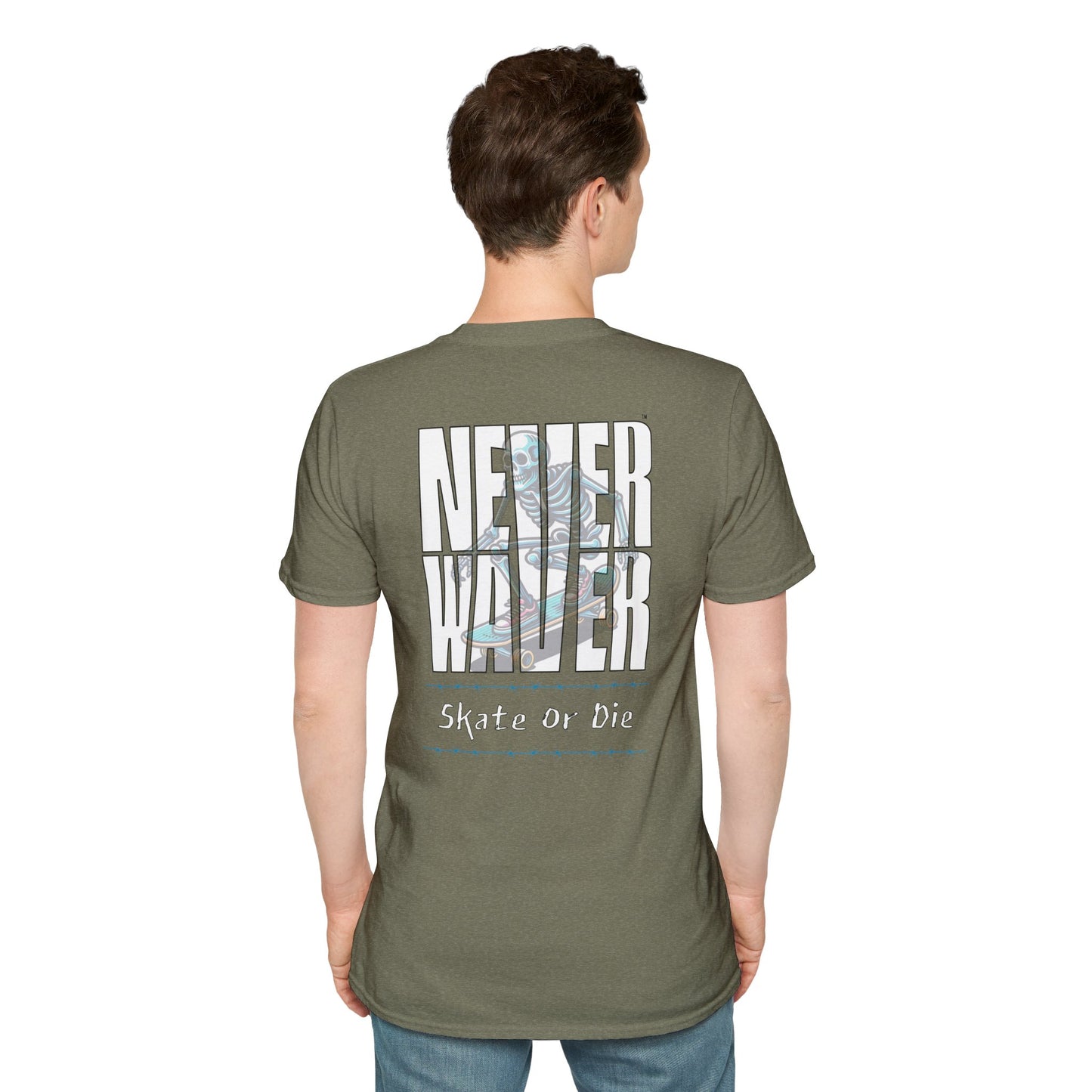 Never Waver Skate or Die Unisex Softstyle T-Shirt - Never Waver