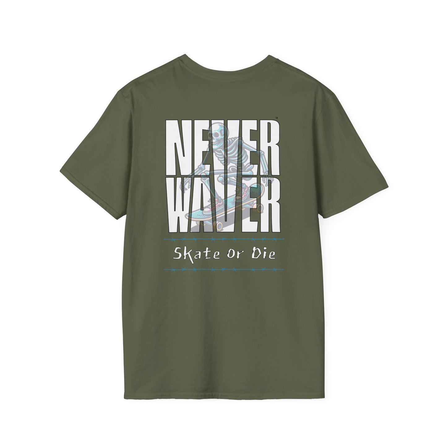 Never Waver Skate or Die Unisex Softstyle T-Shirt - Never Waver