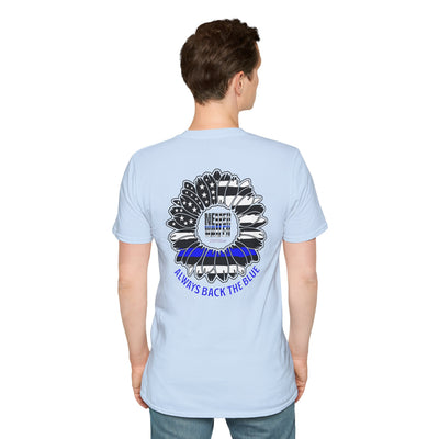 True Americans Never Waver They Always Back The Blue Unisex Softstyle T-Shirt - Never Waver