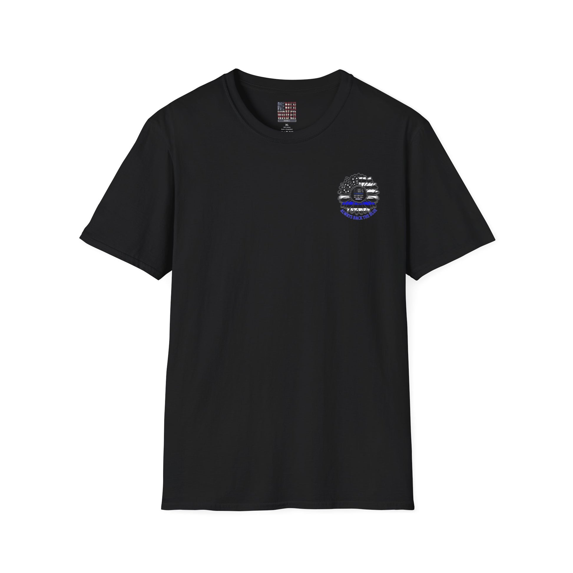 True Americans Never Waver They Always Back The Blue Unisex Softstyle T-Shirt - Never Waver
