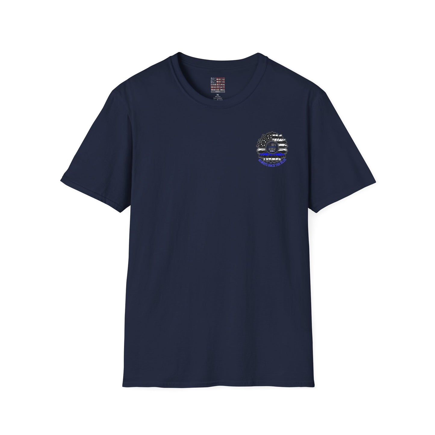 True Americans Never Waver They Always Back The Blue Unisex Softstyle T-Shirt - Never Waver