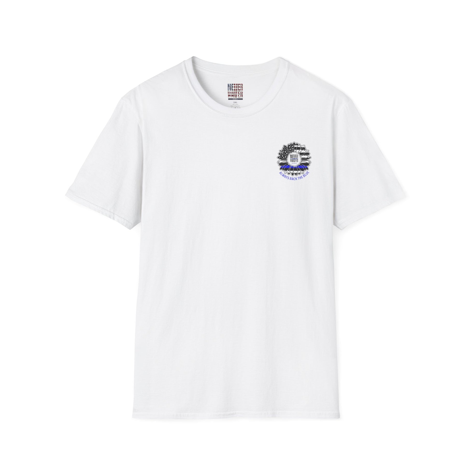 True Americans Never Waver They Always Back The Blue Unisex Softstyle T-Shirt - Never Waver