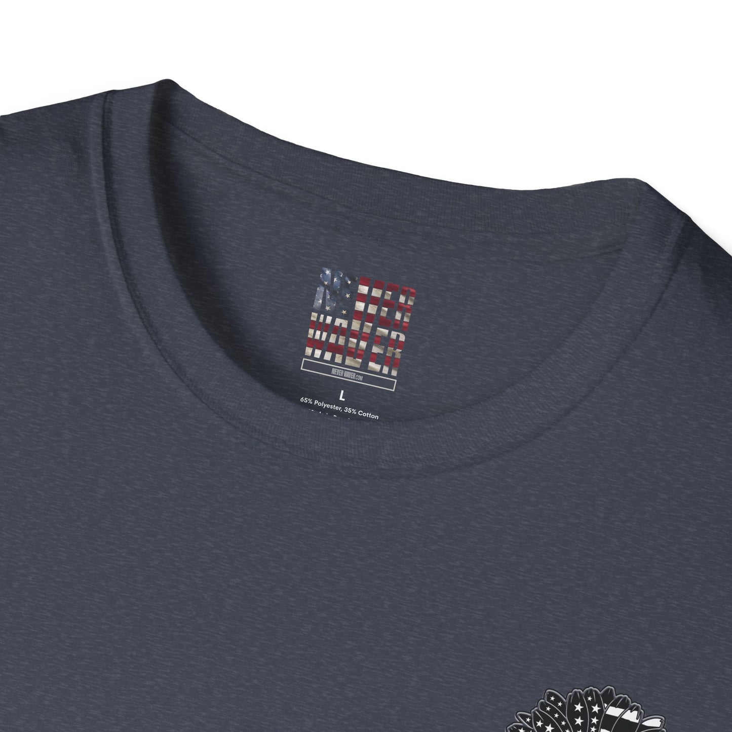 True Americans Never Waver They Always Back The Blue Unisex Softstyle T-Shirt - Never Waver
