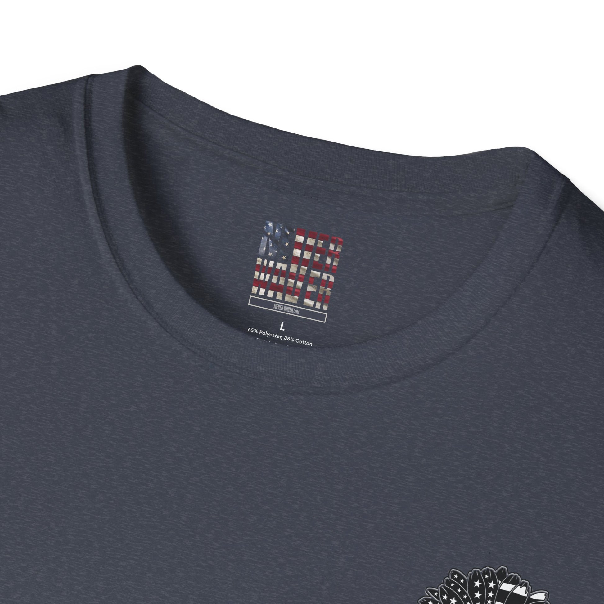 True Americans Never Waver They Always Back The Blue Unisex Softstyle T-Shirt - Never Waver