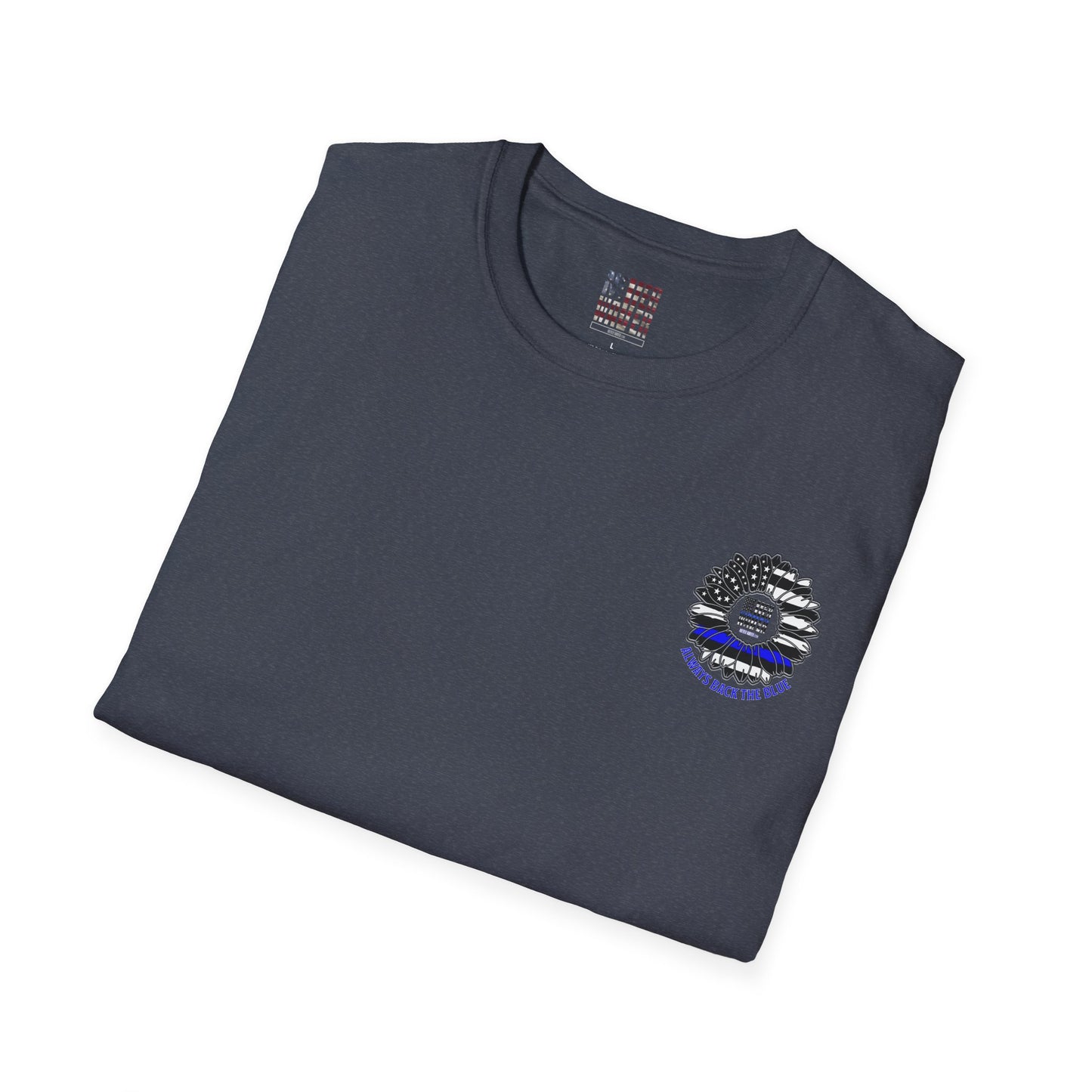 True Americans Never Waver They Always Back The Blue Unisex Softstyle T-Shirt - Never Waver