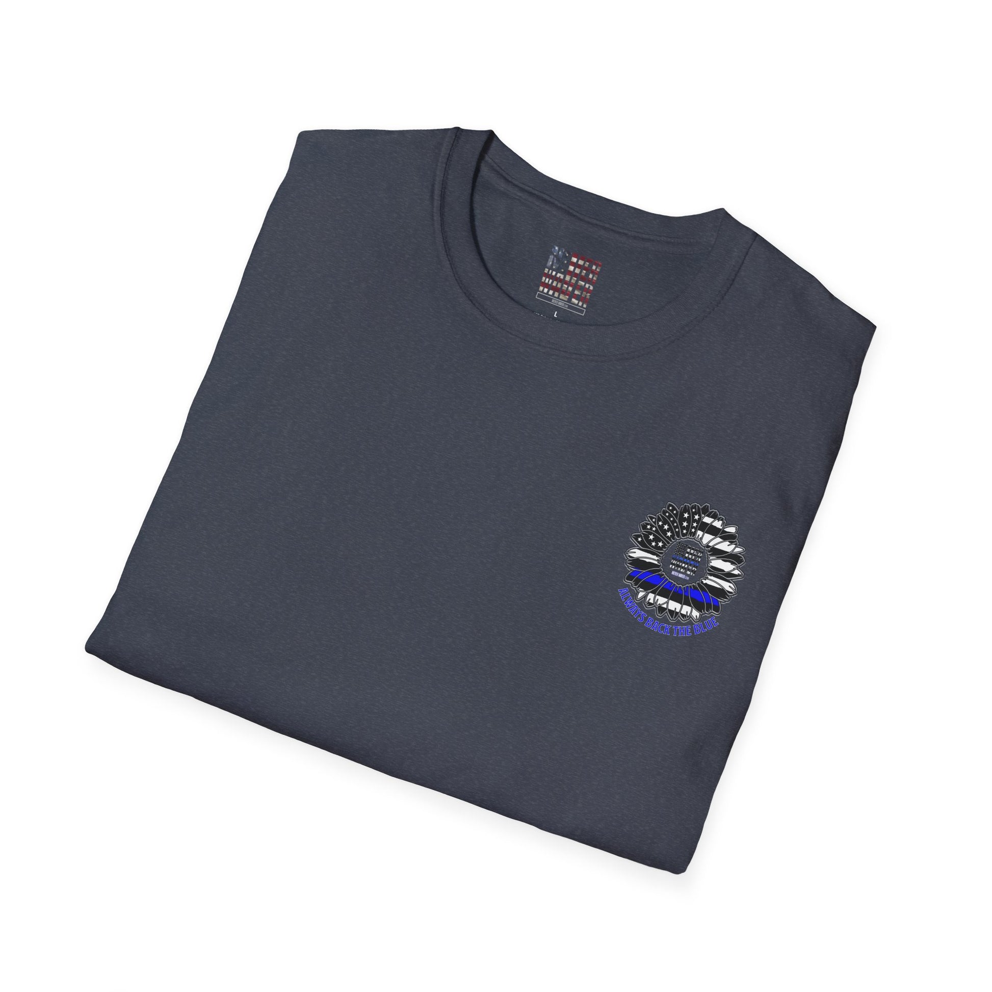 True Americans Never Waver They Always Back The Blue Unisex Softstyle T-Shirt - Never Waver