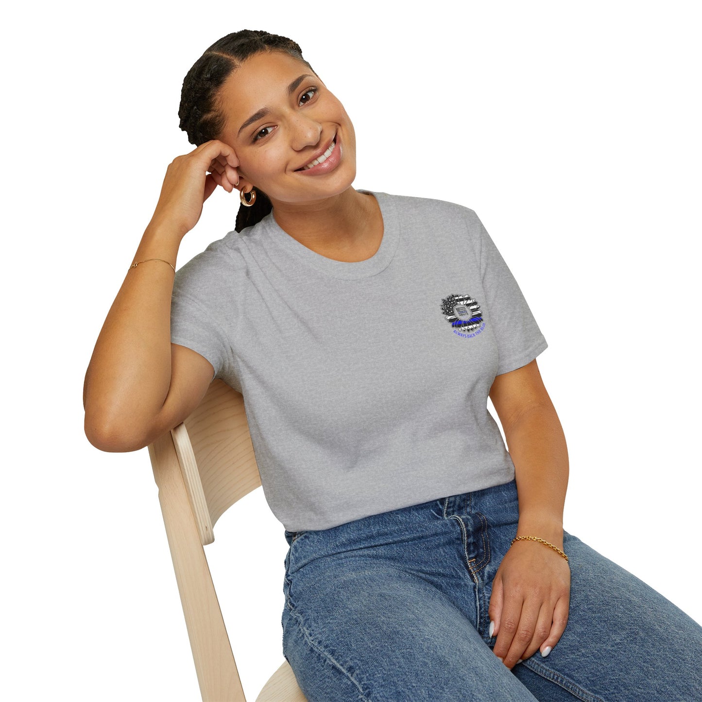 True Americans Never Waver They Always Back The Blue Unisex Softstyle T-Shirt - Never Waver