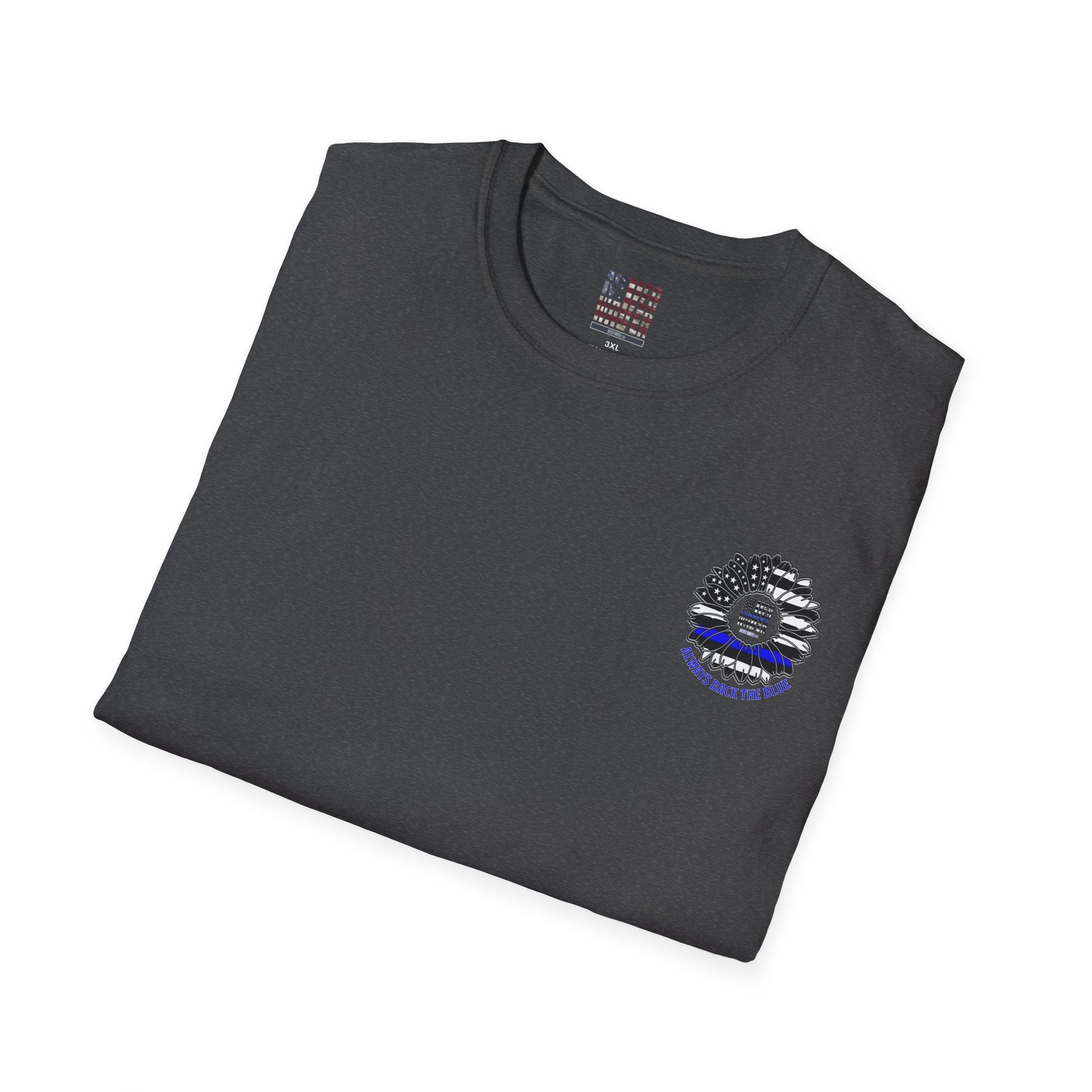 True Americans Never Waver They Always Back The Blue Unisex Softstyle T-Shirt - Never Waver