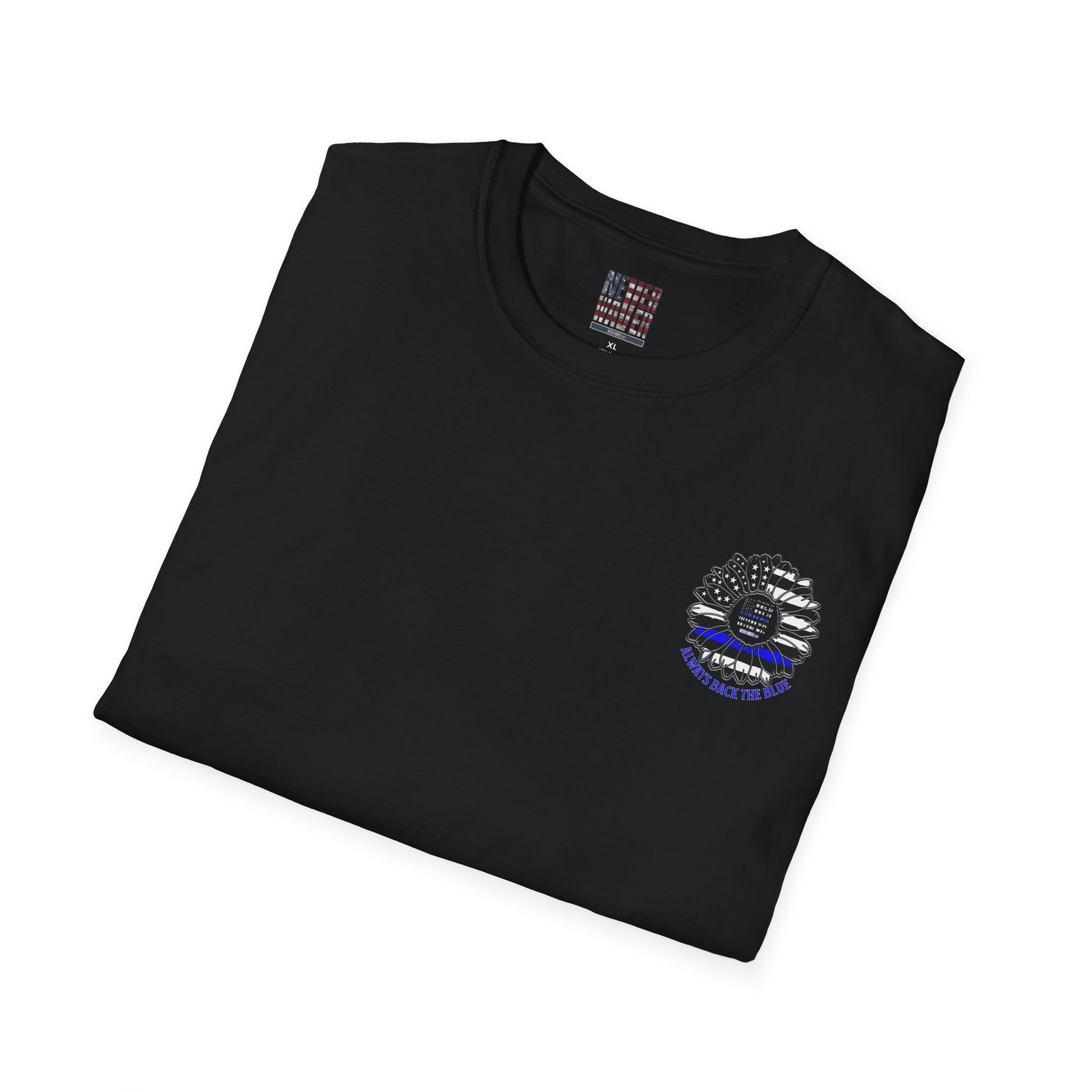 True Americans Never Waver They Always Back The Blue Unisex Softstyle T-Shirt - Never Waver
