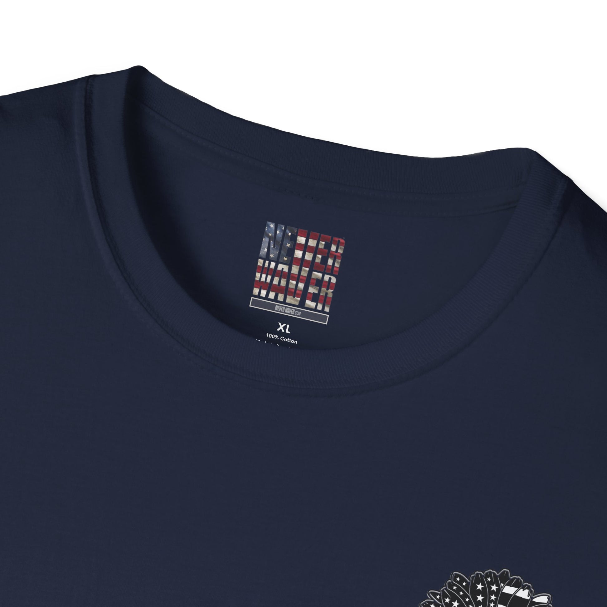 True Americans Never Waver They Always Back The Blue Unisex Softstyle T-Shirt - Never Waver
