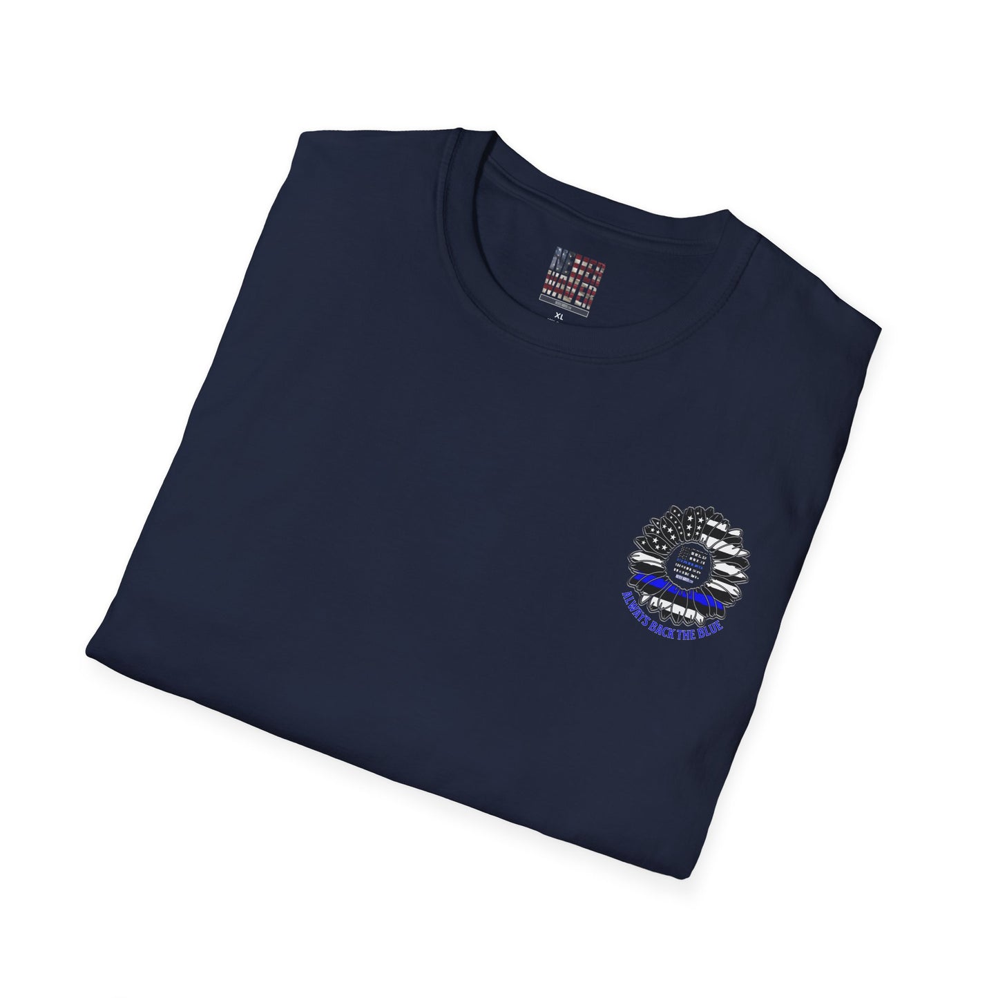 True Americans Never Waver They Always Back The Blue Unisex Softstyle T-Shirt - Never Waver