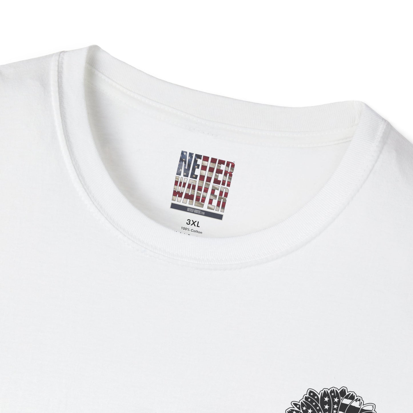 True Americans Never Waver They Always Back The Blue Unisex Softstyle T-Shirt - Never Waver