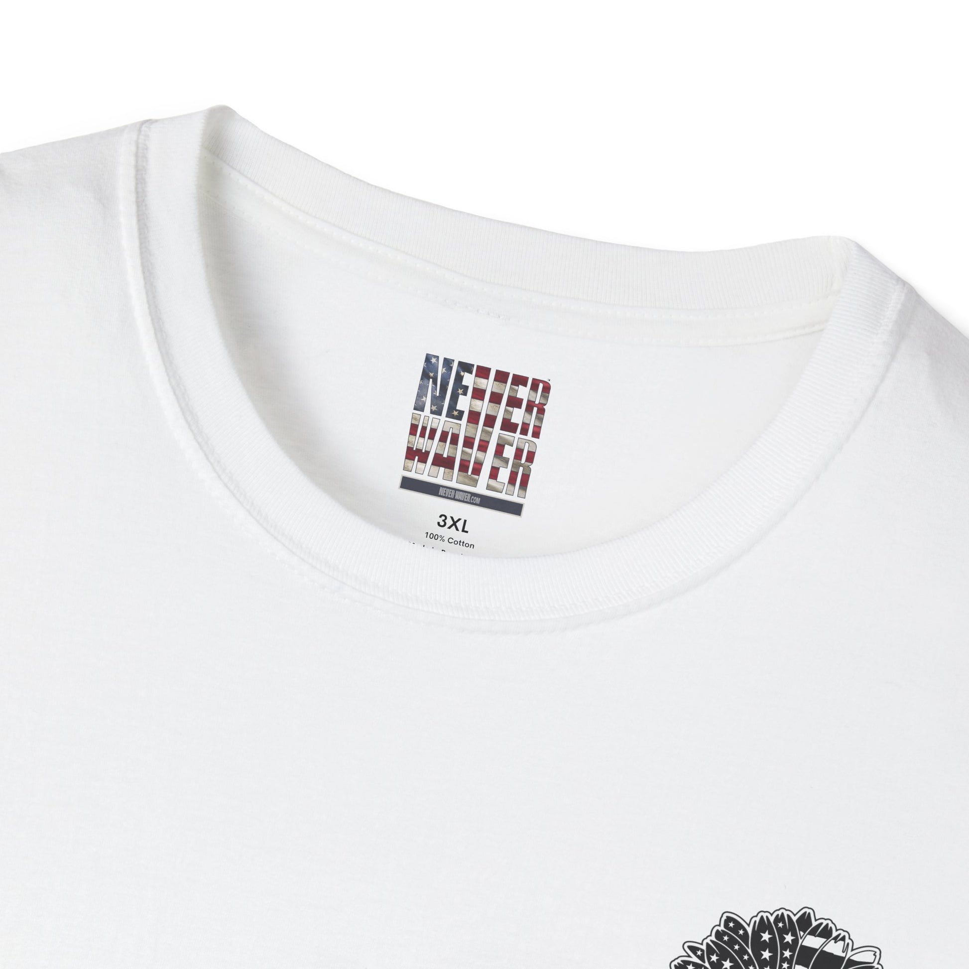 True Americans Never Waver They Always Back The Blue Unisex Softstyle T-Shirt - Never Waver